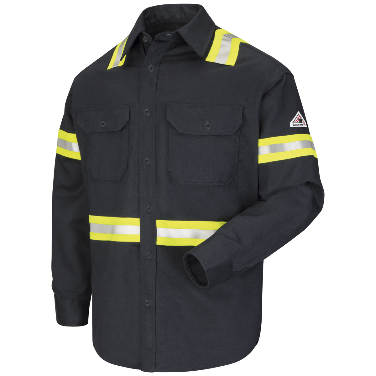 Bulwark® Large Regular Navy Blue EXCEL FR® ComforTouch® Flame Resistant Uniform Shirt With Button Front Closure