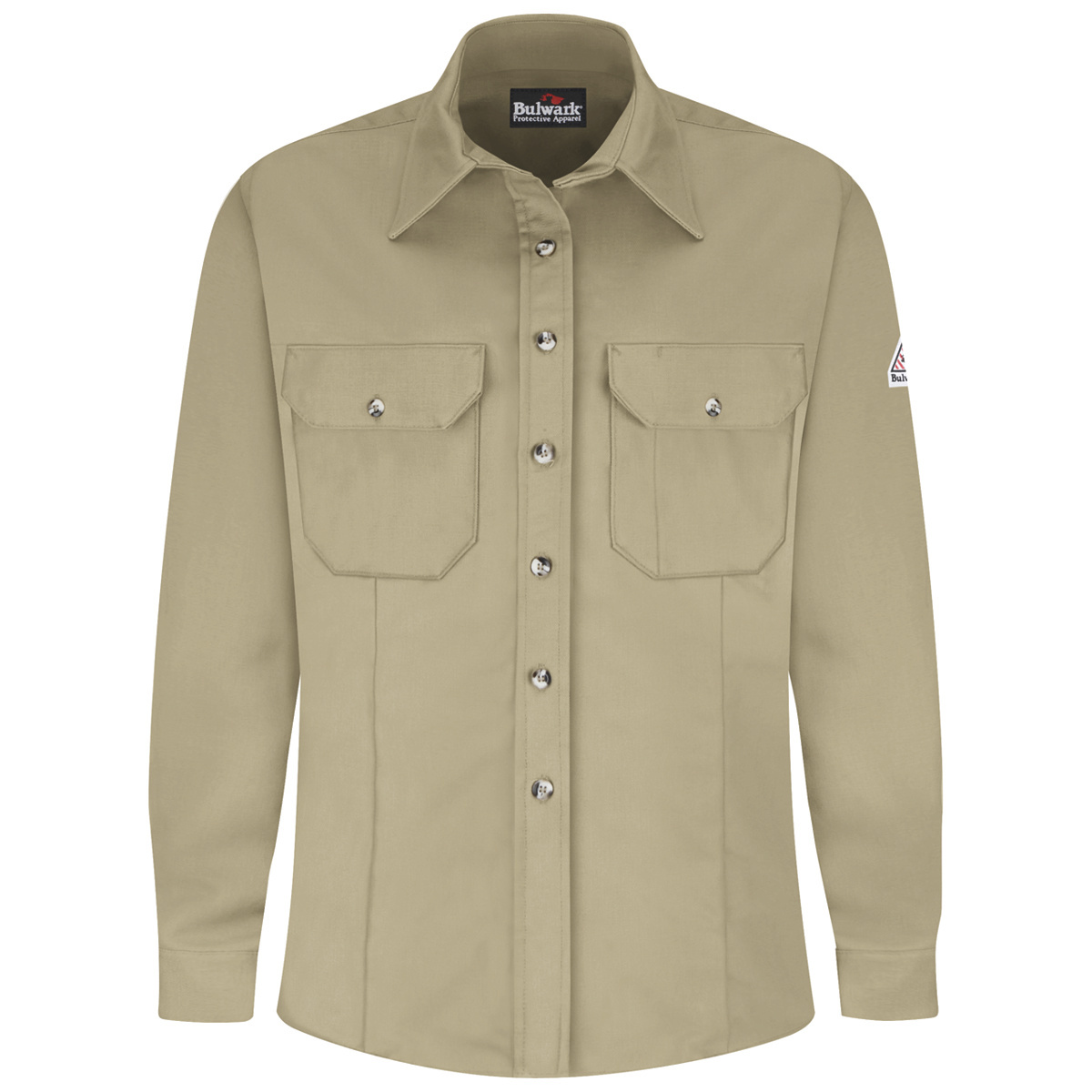 Bulwark® Large Tall Khaki Westex Ultrasoft®/Cotton/Nylon Flame Resistant Dress Shirt With Button Front Closure