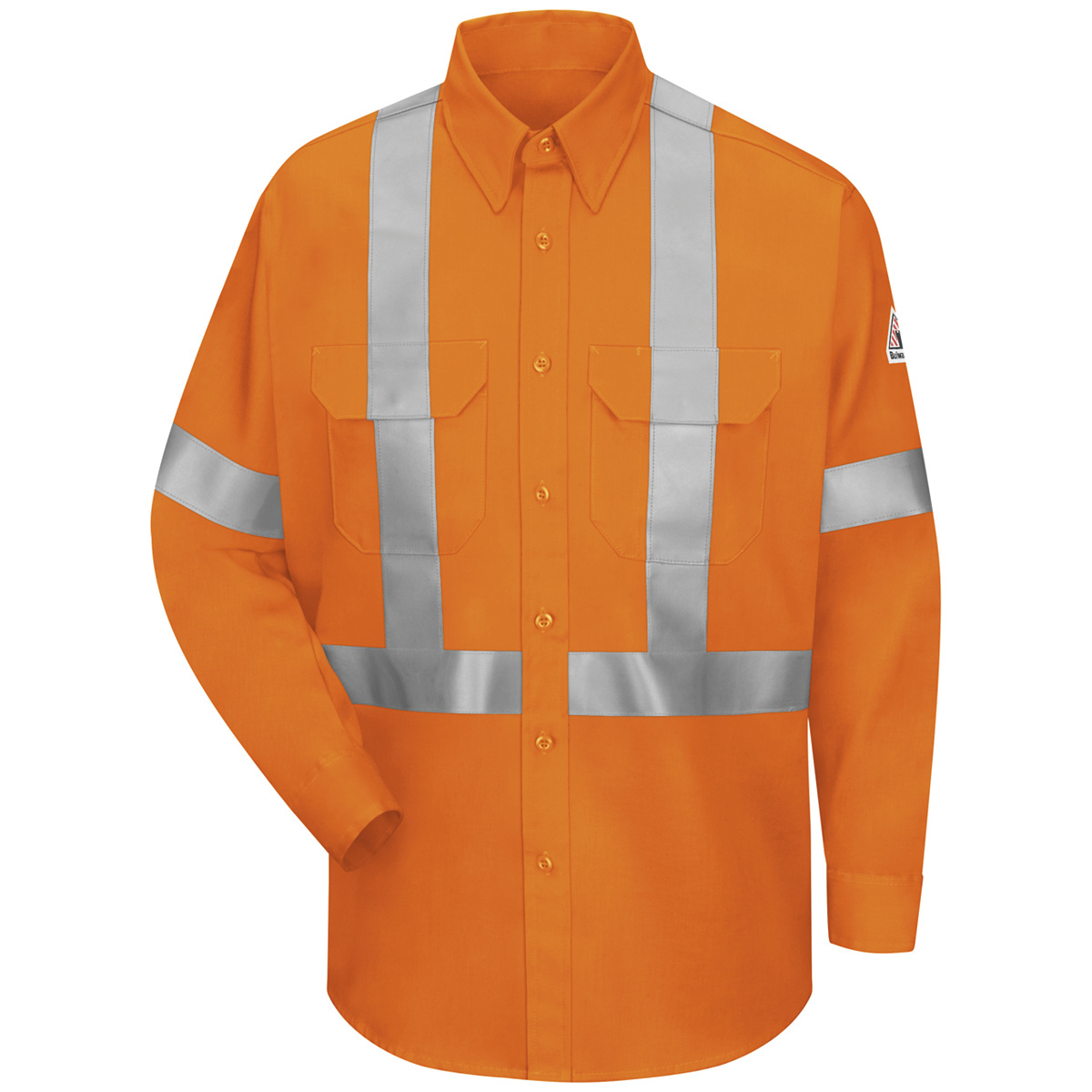 Bulwark® X-Large Tall Orange EXCEL FR® ComforTouch® Flame Resistant Work Shirt With Button Front Closure And Reflective Trim