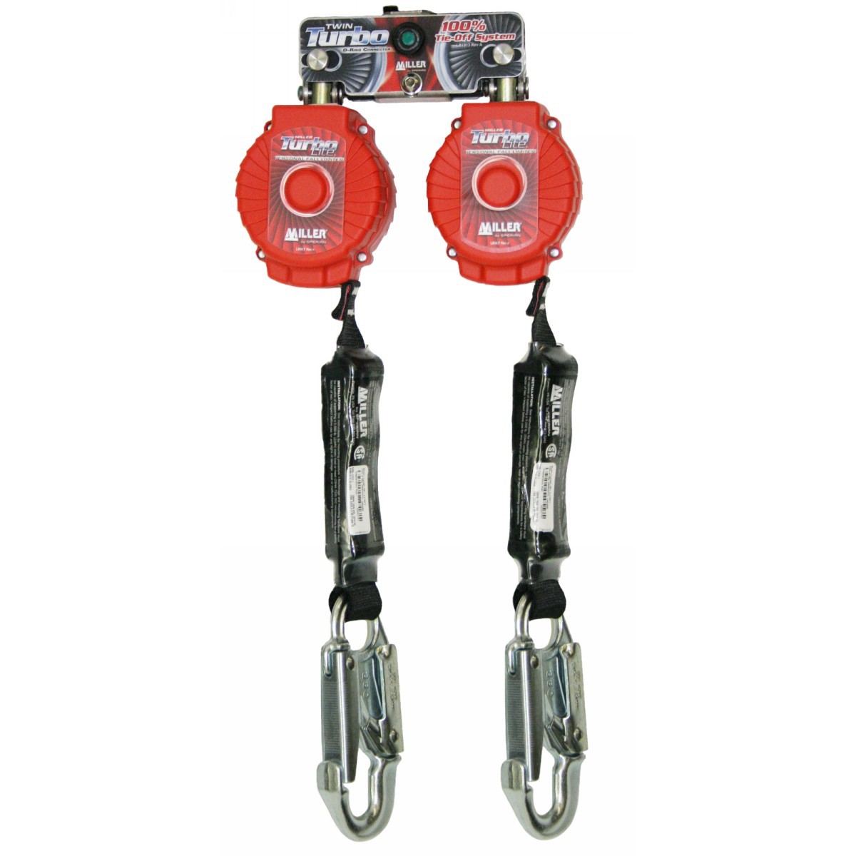 Honeywell 6' Miller® Twin Turbo™ D-Ring Connector Fall Protection System/Personal Fall Limiter Honeywell 6' Miller® Twin Turbo™ D-Ring Connector Fall Protection System/Personal Fall Limiter