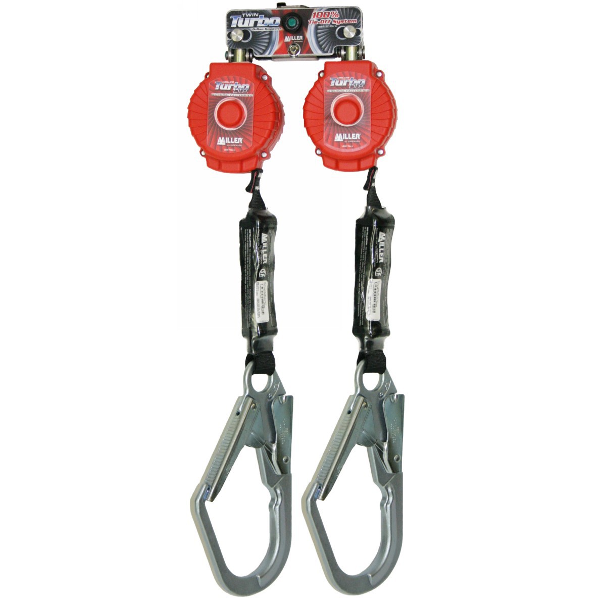 Honeywell 6' Miller® Twin Turbo™ D-Ring Connector Fall Protection System/Personal Fall Limiter Honeywell 6' Miller® Twin Turbo™ D-Ring Connector Fall Protection System/Personal Fall Limiter