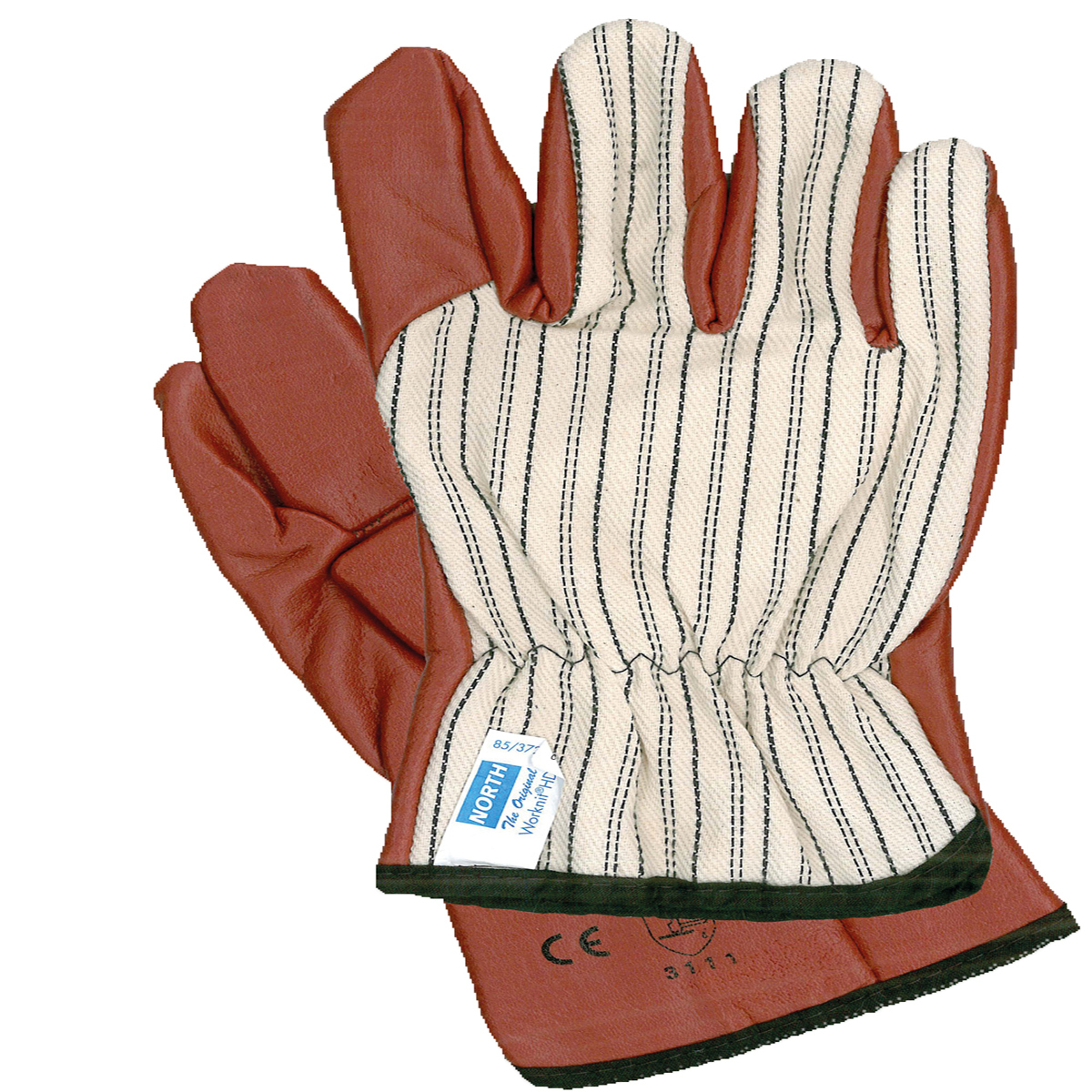Honeywell Medium Worknit® HD 85/3729 Heavy Weight Brown And White Nitrile Palm And Fingertips Coated Work Gloves With Natural Co