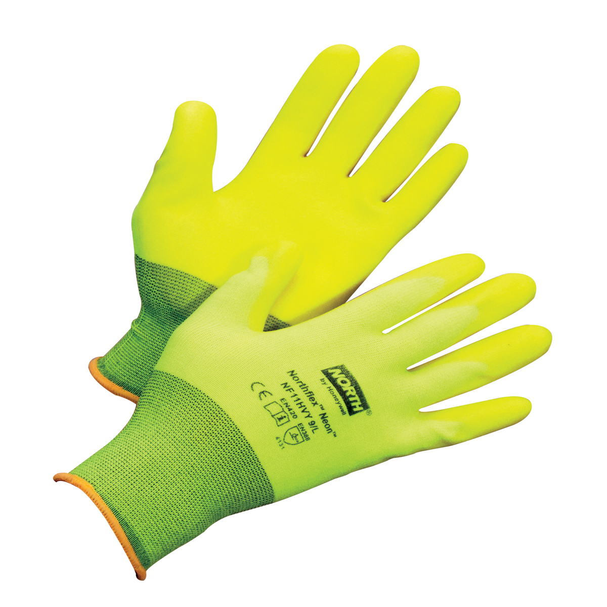 Honeywell Medium NorthFlex Neon™ NF11HVY 15 Gauge Hi-Viz Yellow PVC Three-Quarter Coated Work Gloves With Hi-Viz Yellow Nylon Li