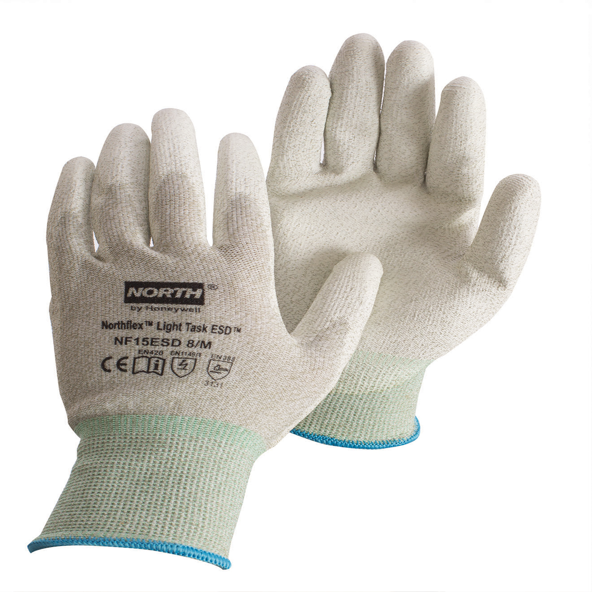 Honeywell Medium NorthFlex Light Task ESD™ 15 Gauge Gray Polyurethane Palm And Fingertips Coated Work Gloves With Gray Thunderon