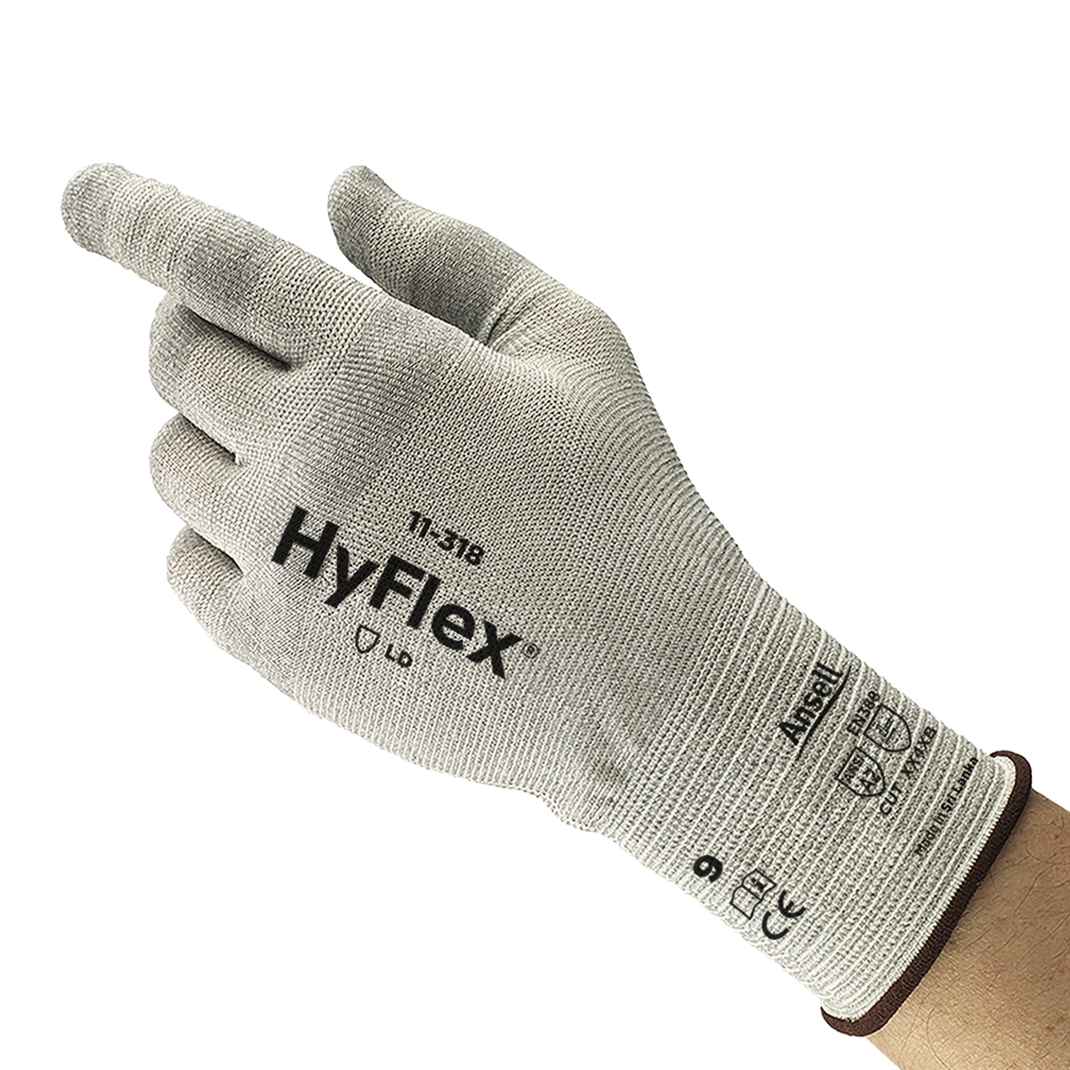 Ansell Size 6 HyFlex® 18 Gauge DSM Dyneema® Diamond Spandex And Nylon Knit Cut Resistant Gloves