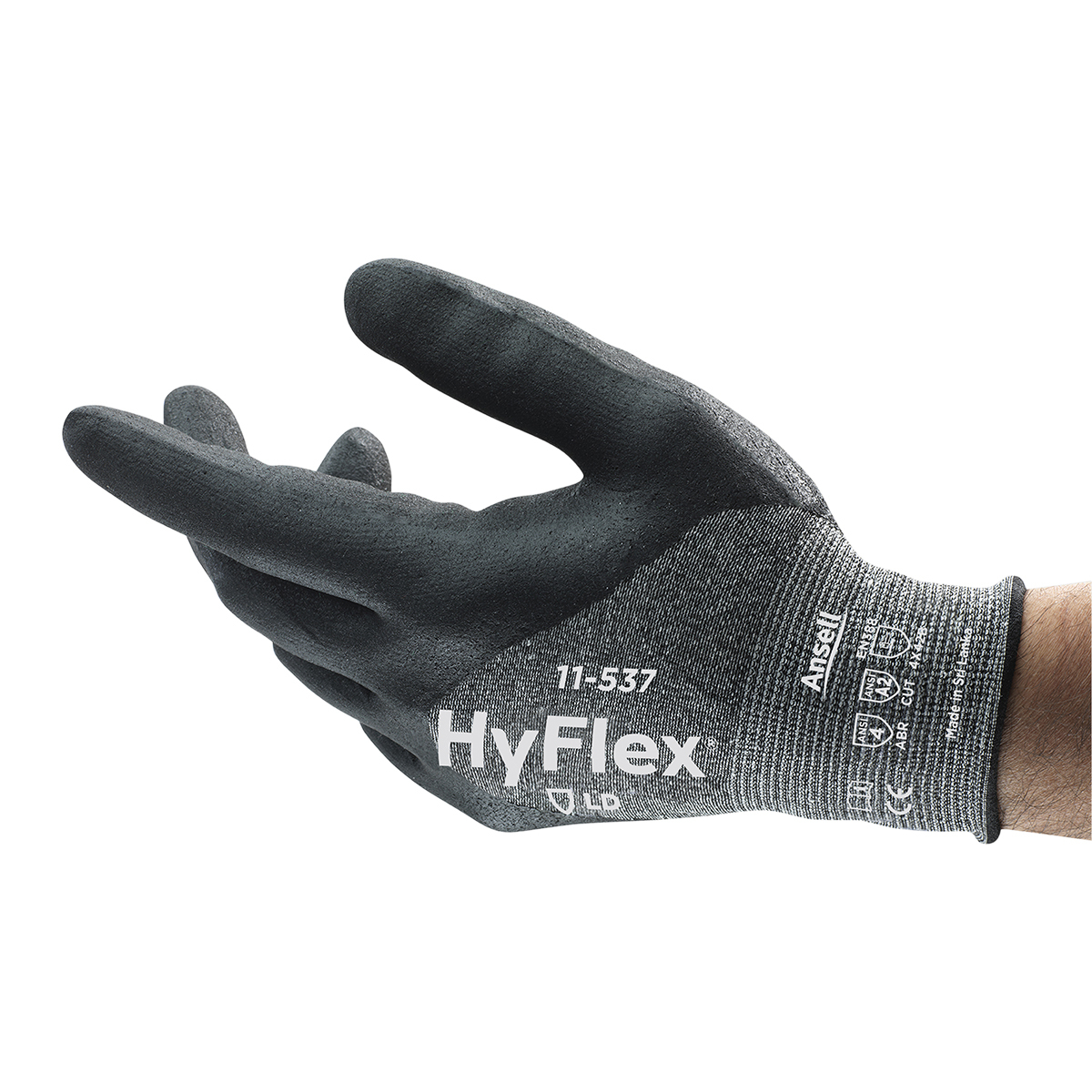 Ansell Size 9 HyFlex® 18 Gauge INTERCEPT™ Technology Cut Resistant Gloves With Nitrile Three-Quarter Dip Coating And ANSELL GRIP