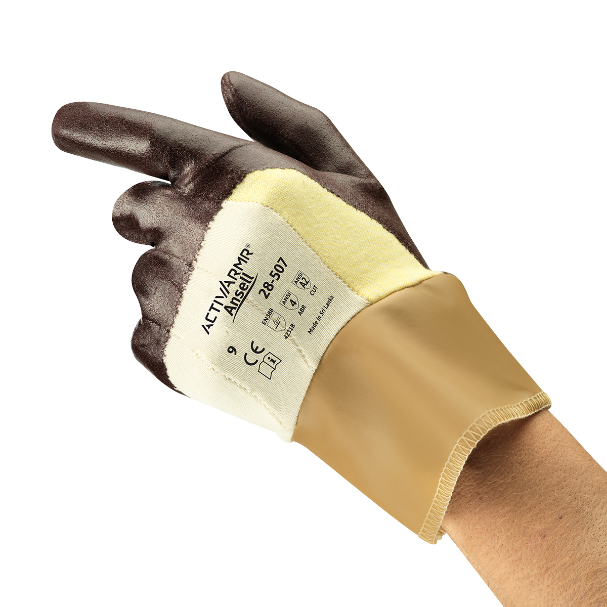 Ansell Size 10 ActivArmr® DuPont™ Kevlar® And Cotton Two Piece Liner Cut Resistant Gloves With Nitrile Three-Quarter Dip Coating