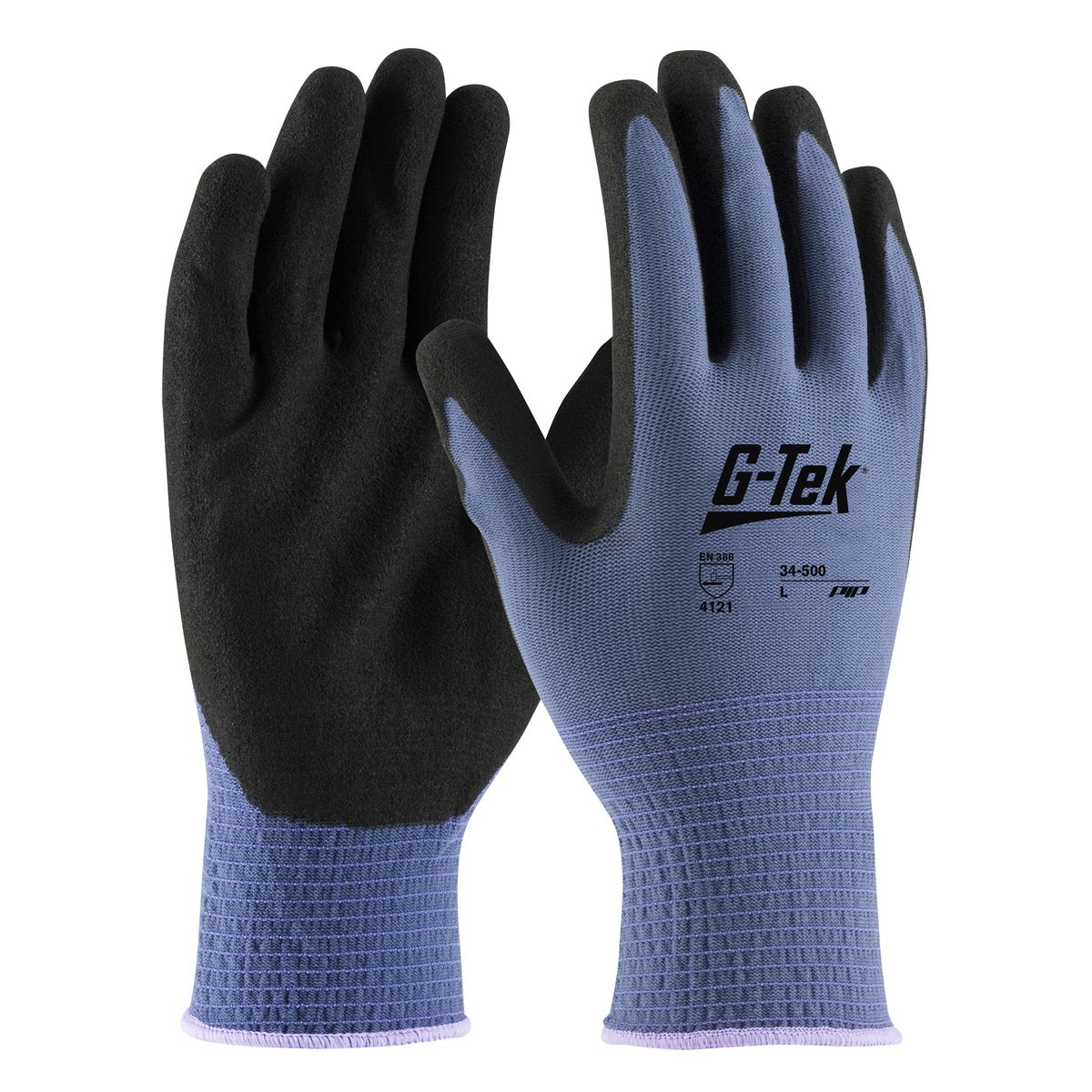 PIP® G-Tek® GP™ 13 Gauge Black Nitrile Palm And Finger Coated Work Gloves With Nylon Liner And Continuous Knit Wrist