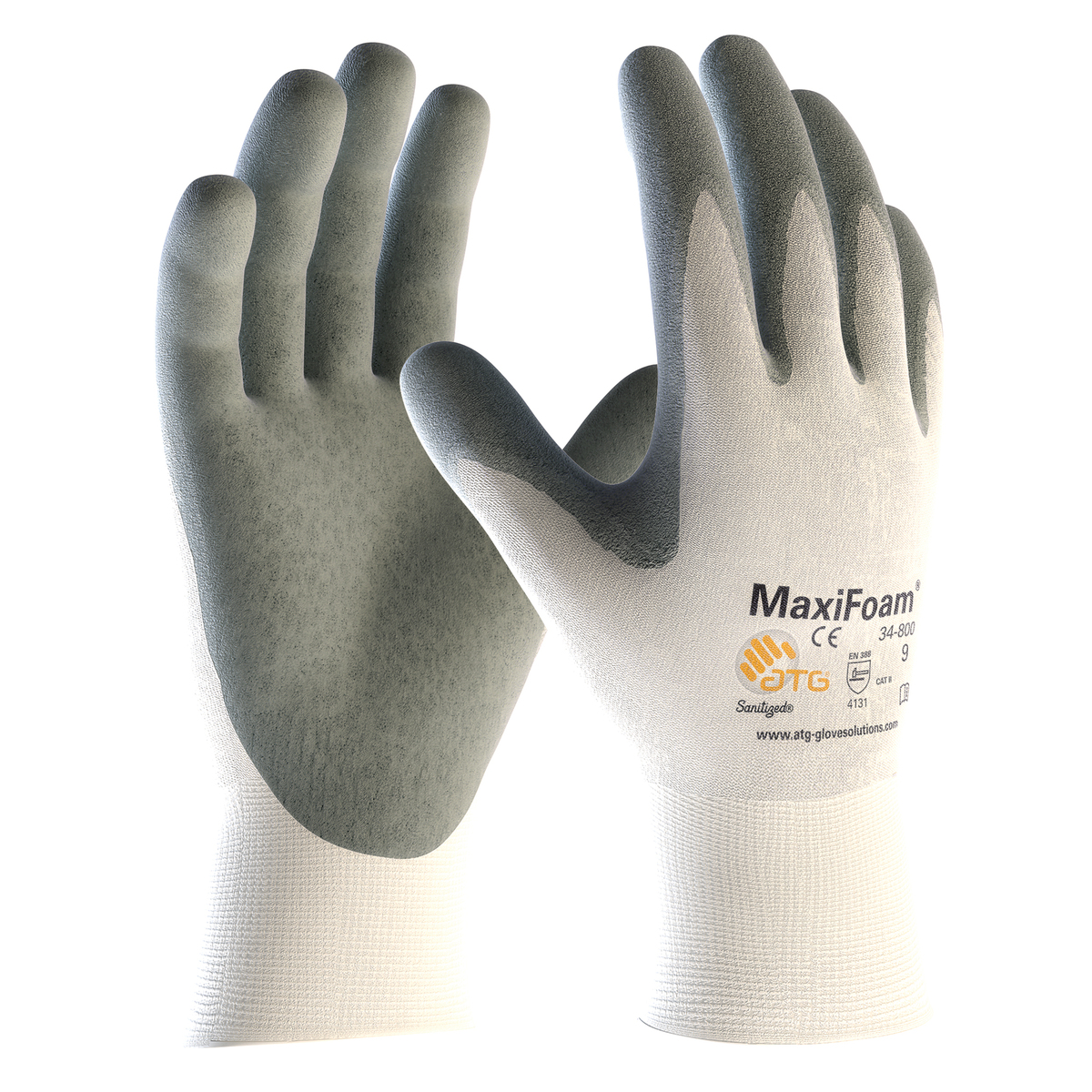 PIP® X-Large MaxiFoam® By ATG® Gray Nitrile Palm And Finger Coated Work Gloves With Nylon Liner And Continuous Knit Wrist