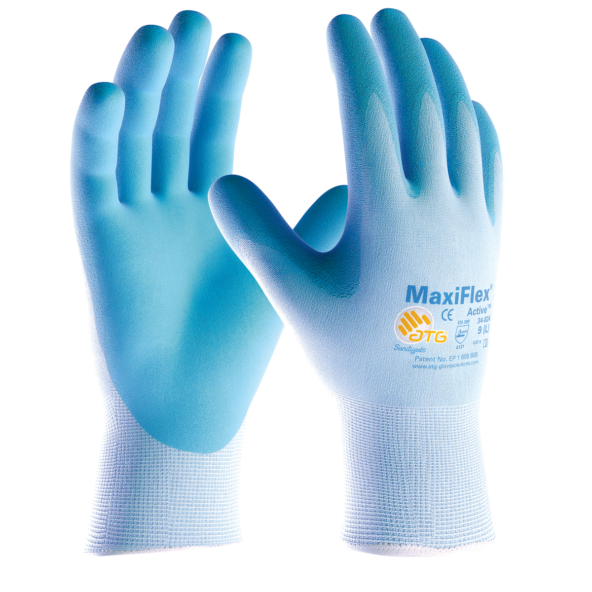 PIP® Small MaxiFlex® Active By ATG® Light Blue Nitrile Palm And Finger Coated Work Gloves With Nylon And Lycra® Liner And Contin