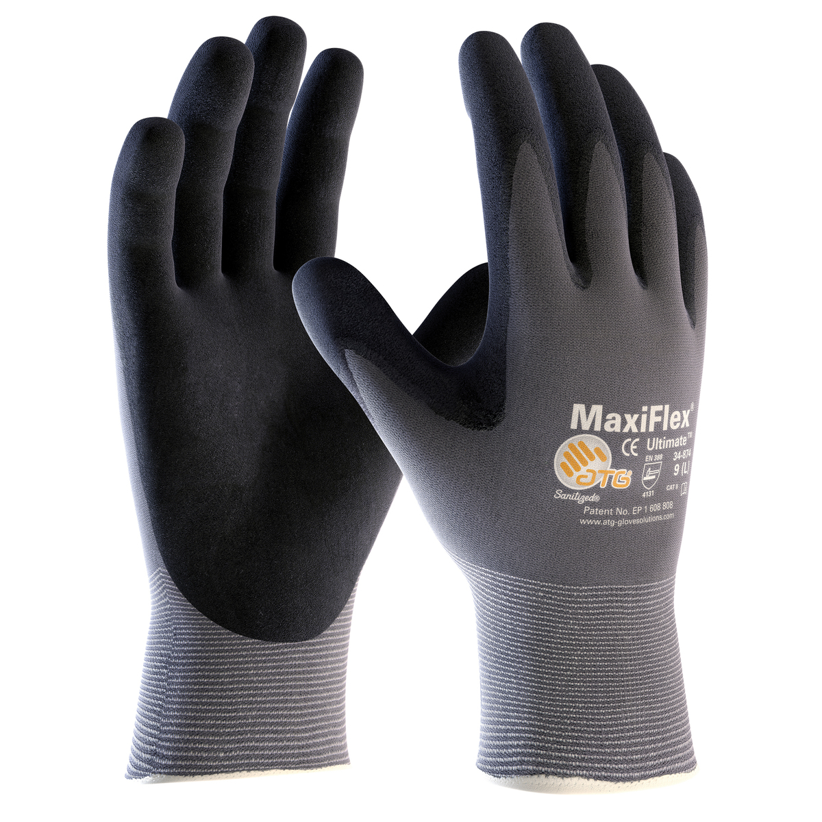 PIP® Small MaxiFlex® Ultimate by ATG® Black Nitrile Palm And Finger Coated Work Gloves With Nylon And Lycra® Liner And Continuou