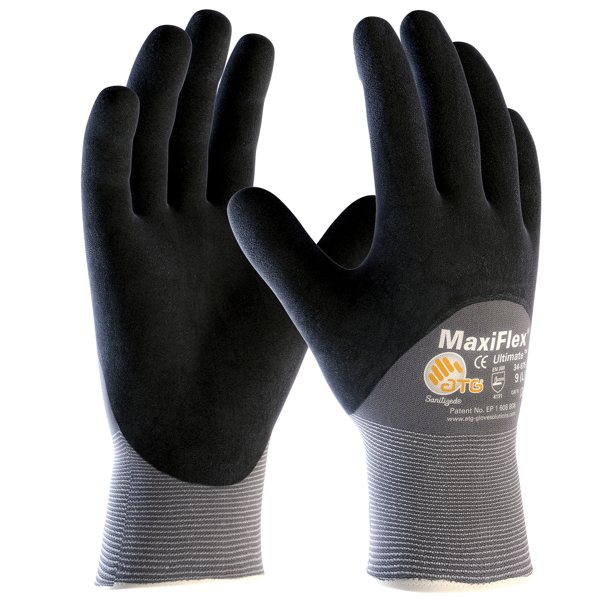PIP® X-Large MaxiFlex® Ultimate by ATG® Black Nitrile Palm, Finger And Knuckles Coated Work Gloves With Nylon And Lycra® Liner A