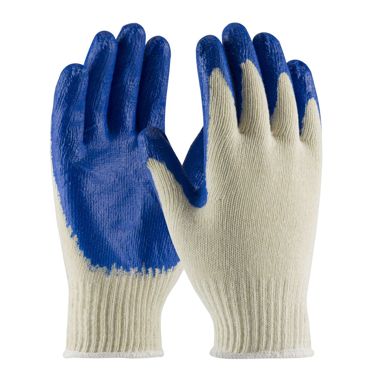PIP® Large  7 Gauge Blue Nitrile Palm And Finger Coated Work Gloves With Cotton And Polyester Liner And Continuous Knit Wrist