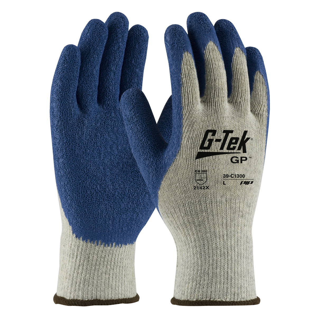 PIP® Large G-Tek® GP™ 10 Gauge Blue Nitrile Palm And Finger Coated Work Gloves With Cotton Liner And Continuous Knit Wrist