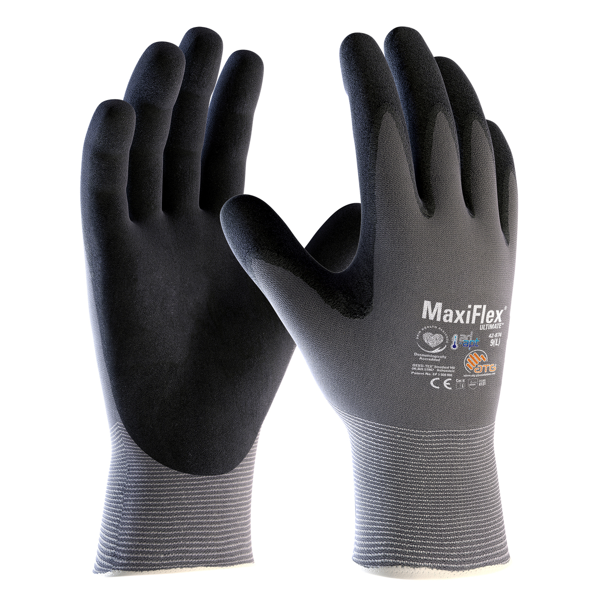 PIP® 2X MaxiFlex® Ultimate™ AD-APT® Black Nitrile Palm And Finger Coated Work Gloves With Nylon And Lycra® Liner And Continuous