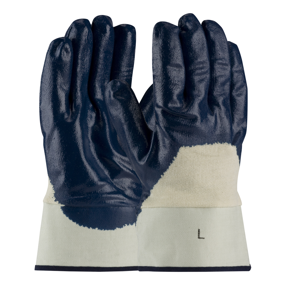 PIP® Large ArmorTuff® Standard Blue Nitrile Palm, Finger And Knuckles Coated Work Gloves With Cotton Liner And Safety Cuff
