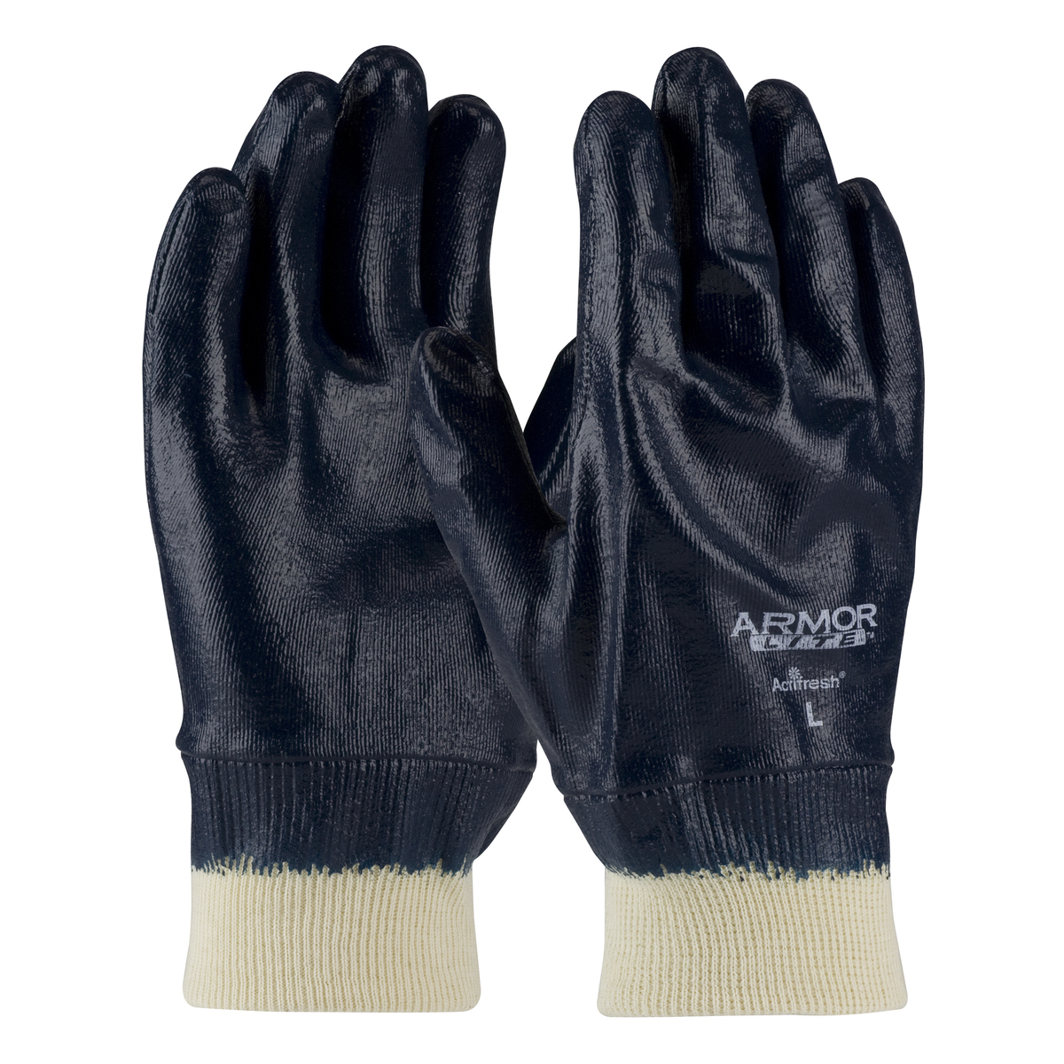 PIP® Medium ArmorLite® XT Light Weight Blue Nitrile Full Coated Work Gloves With Cotton Liner And Continuous Knit Wrist
