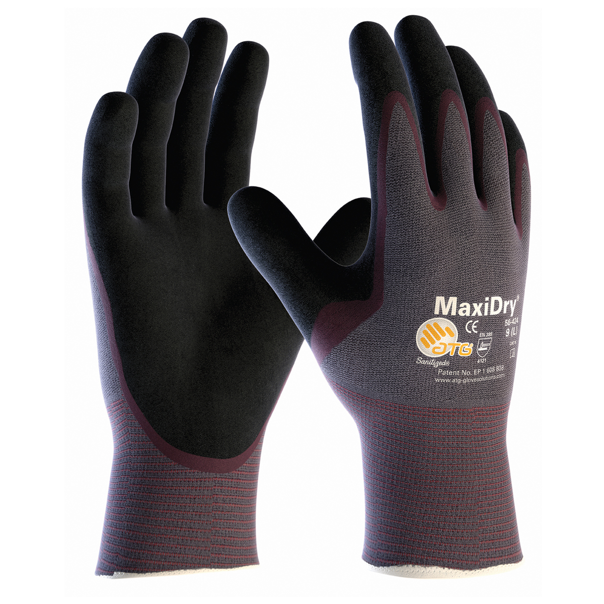 PIP® X-Large MaxiDry® By ATG® Black Nitrile Palm And Finger Coated Work Gloves With Nylon Liner And Continuous Knit Wrist