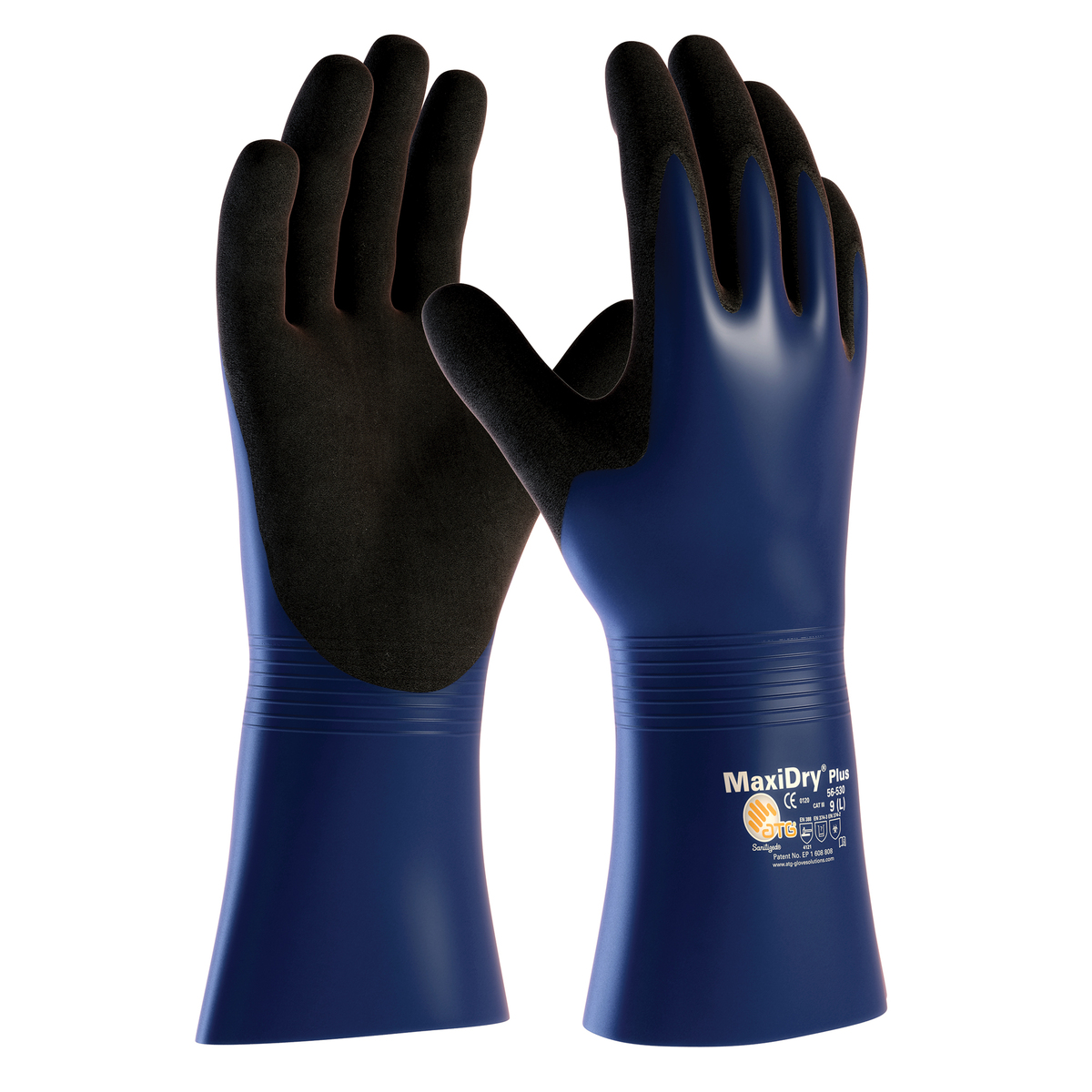 PIP® Medium MaxiDry® Plus by ATG® Black Nitrile Full Coated Work Gloves With Nylon Liner And Gauntlet Cuff