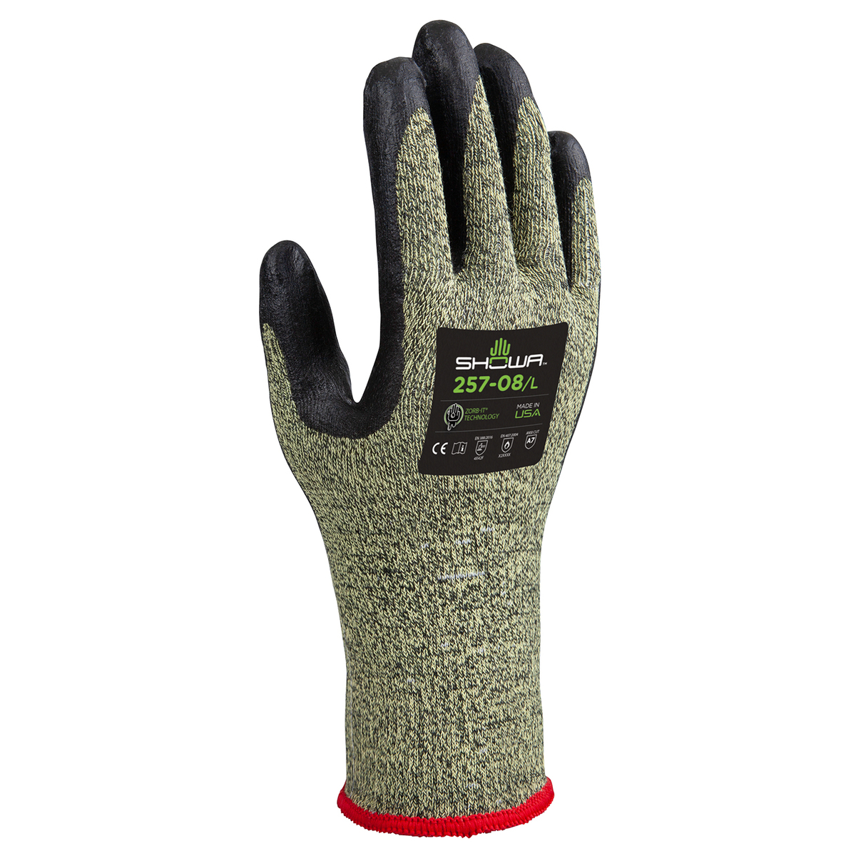 SHOWA® Size 9 10 Gauge Spandex, Aramid And Stainless Steel Cut Resistant Gloves With Foam Nitrile Coated Palm