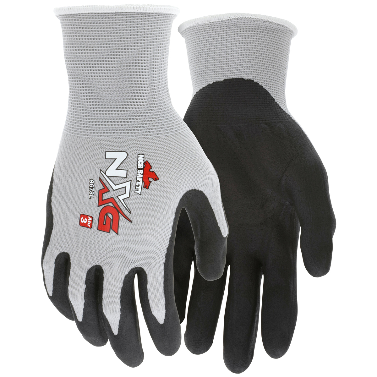 MCR Safety® X-Large UltraTech® 15 Gauge Gray Foam Nitrile Palm And Fingertips Coated Work Gloves With White Nylon Liner And Knit