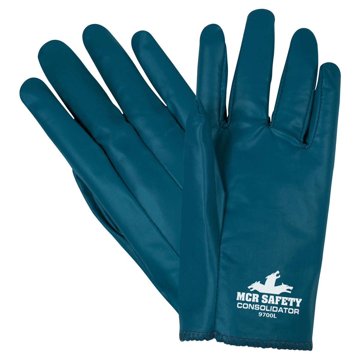 MCR Safety® Medium Consolidator® Blue Premium Nitrile Work Gloves With White Nitrile Liner And Slip-On Cuff