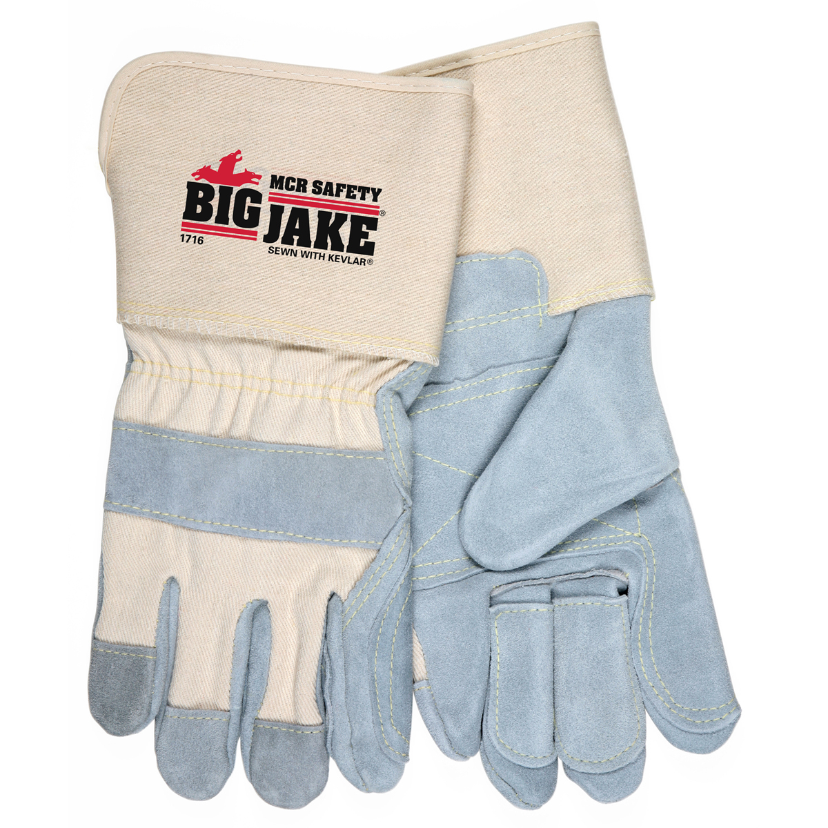 MCR Safety X-Large Natural Select Side Split Cowhide Double Leather Palm Gloves With Canvas Back And Rubberized Safety Cuff