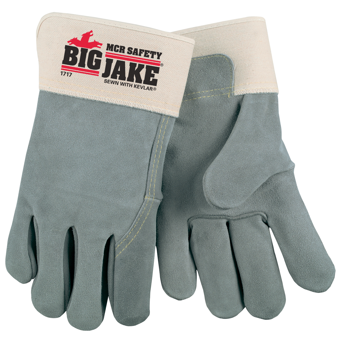 MCR Safety X-Large Natural Premium Side Split Leather Palm Gloves With Full Leather Back And Rubberized Safety Cuff