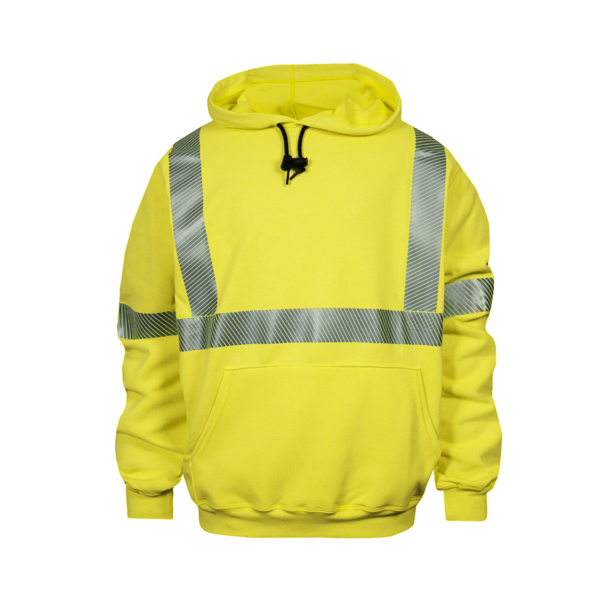 National Safety Apparel® Large Hi-Viz Yellow VIZABLE® FR Modacrylic/Cotton Blend Hooded Pullover Sweatshirt