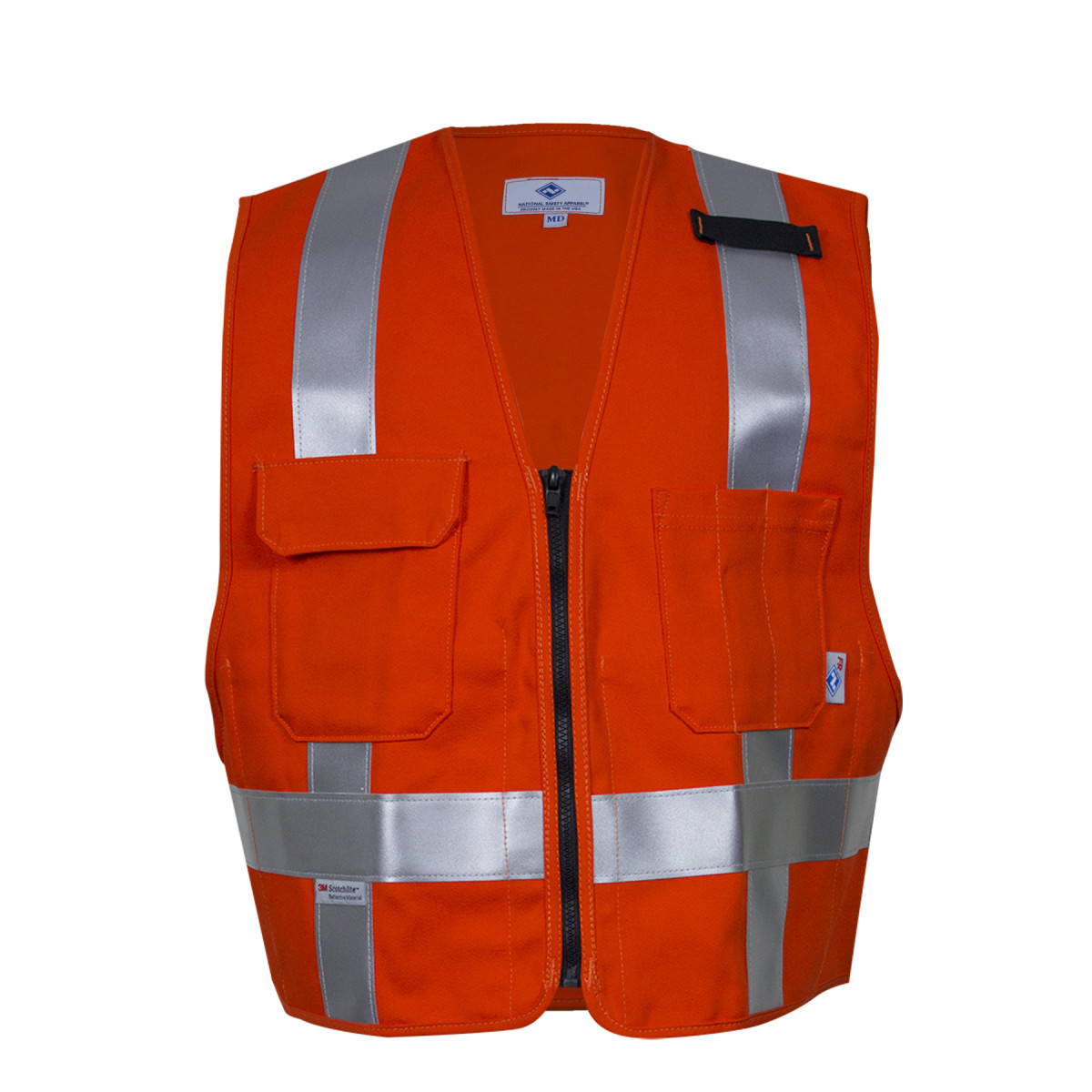 National Safety Apparel® Large Orange VIZABLE® FR Cotton Utility Short Waist Tool Vest
