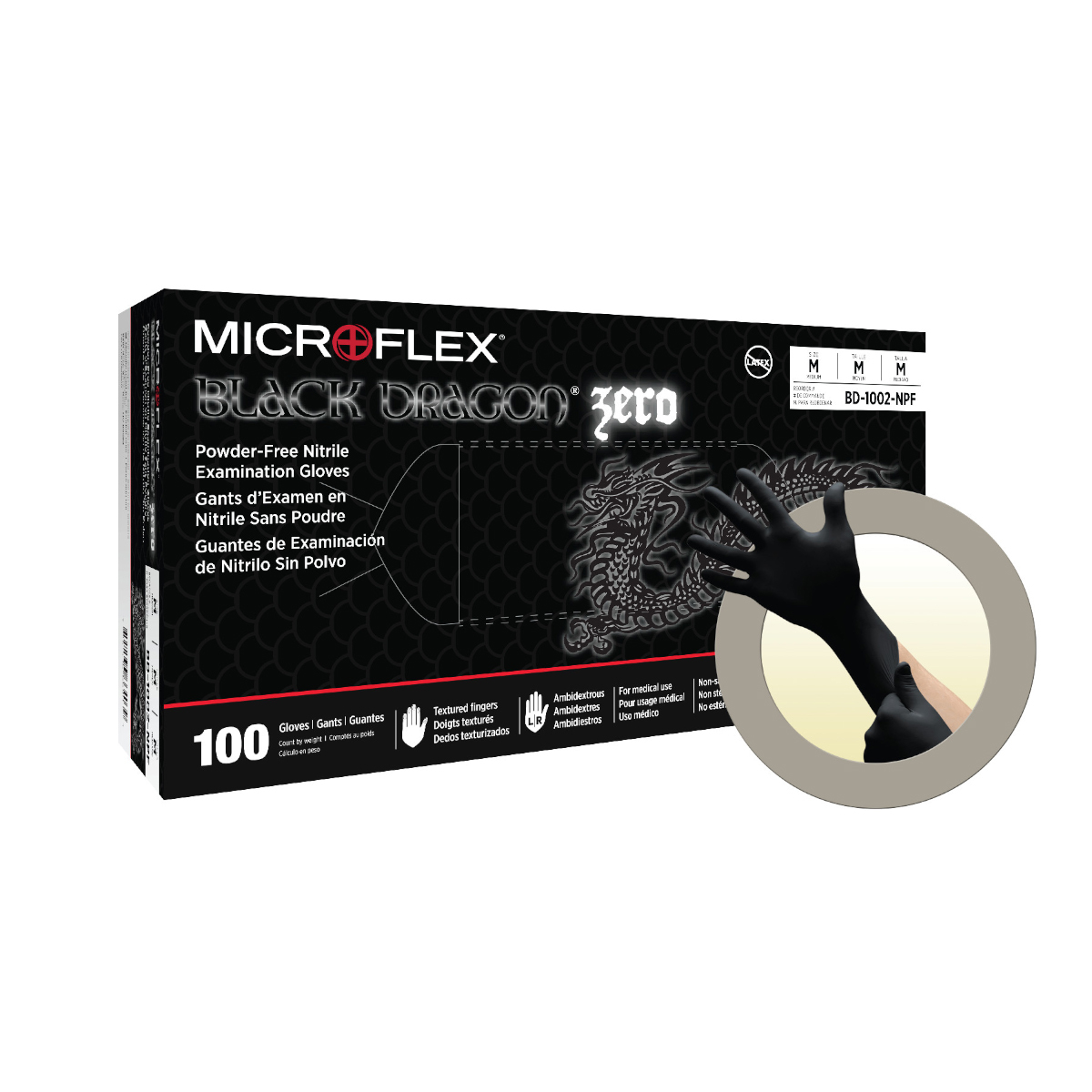 Ansell Large Black Microflex® Black Dragon® 9 mil Rubber Latex Disposable Gloves (Availability restrictions apply.)