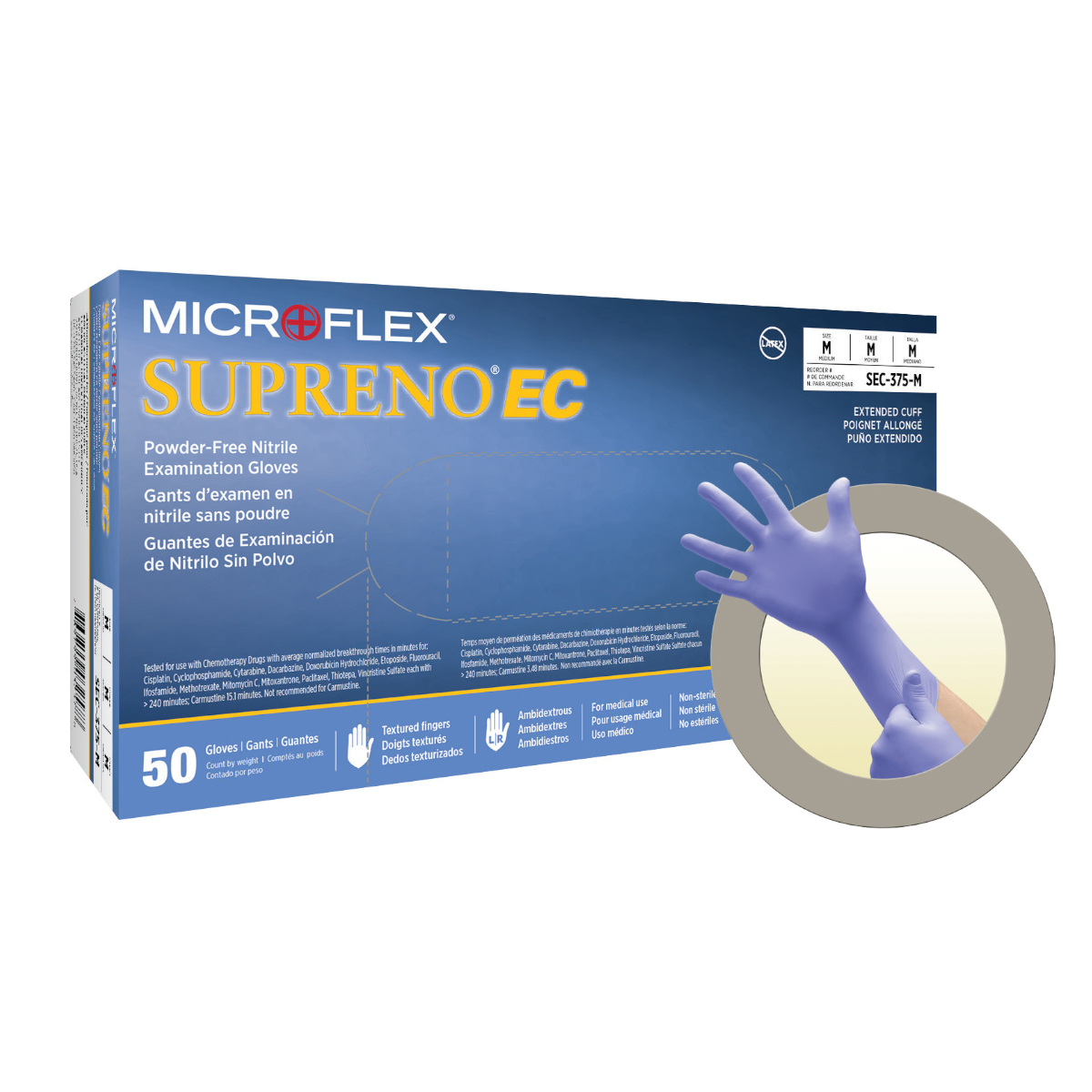 Ansell Medium Violet Blue Microflex® Supreno® EC 8.3 mil Nitrile Disposable Gloves (Availability restrictions apply.) Ansell Medium Violet Blue Microflex® Supreno® EC 8.3 mil Nitrile Disposable Gloves (Availability restrictions apply.)