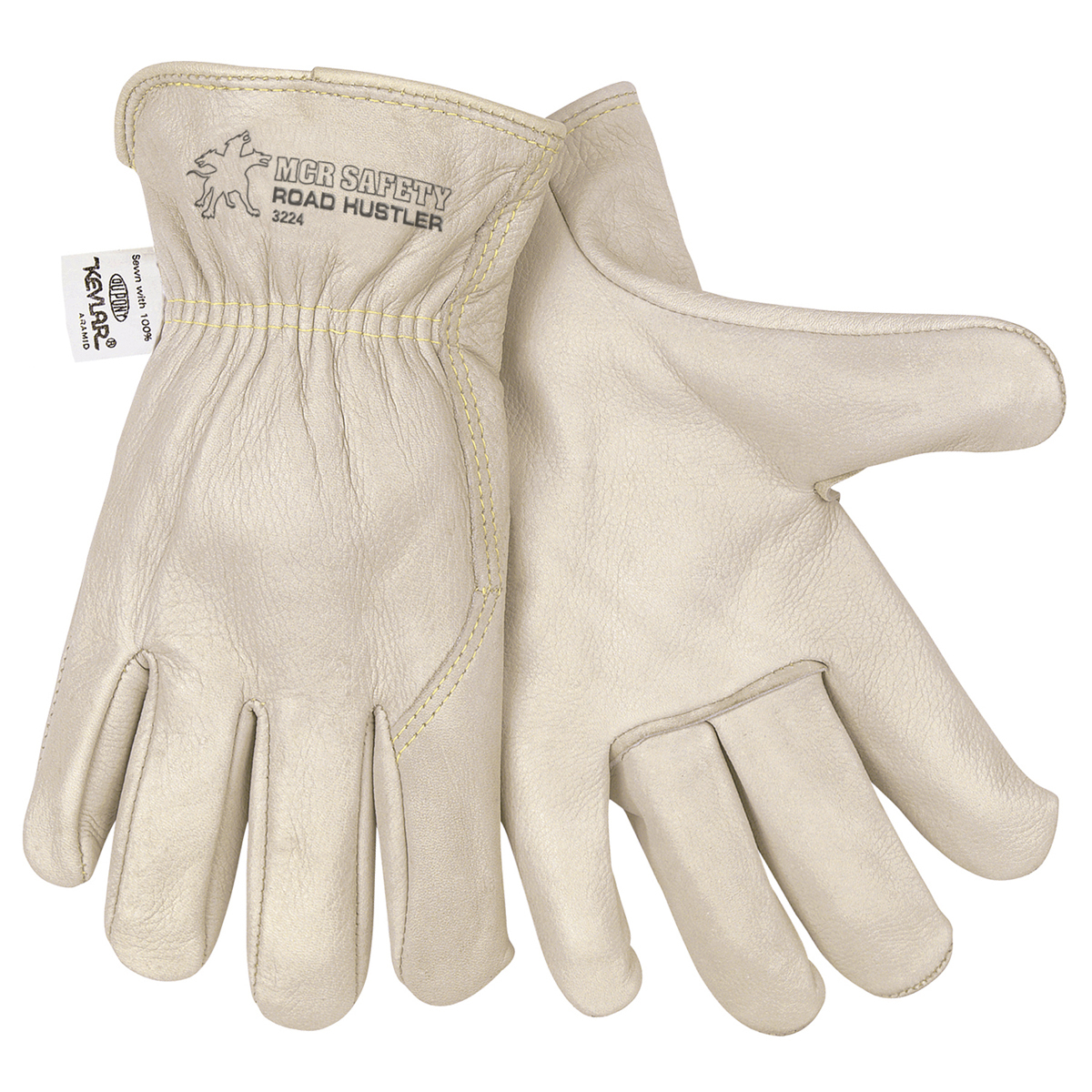 Memphis Glove Large Pearl Premium Cowhide Unlined Drivers Gloves With Rolled Leather Hem And DuPont™ Kevlar® Stitching
