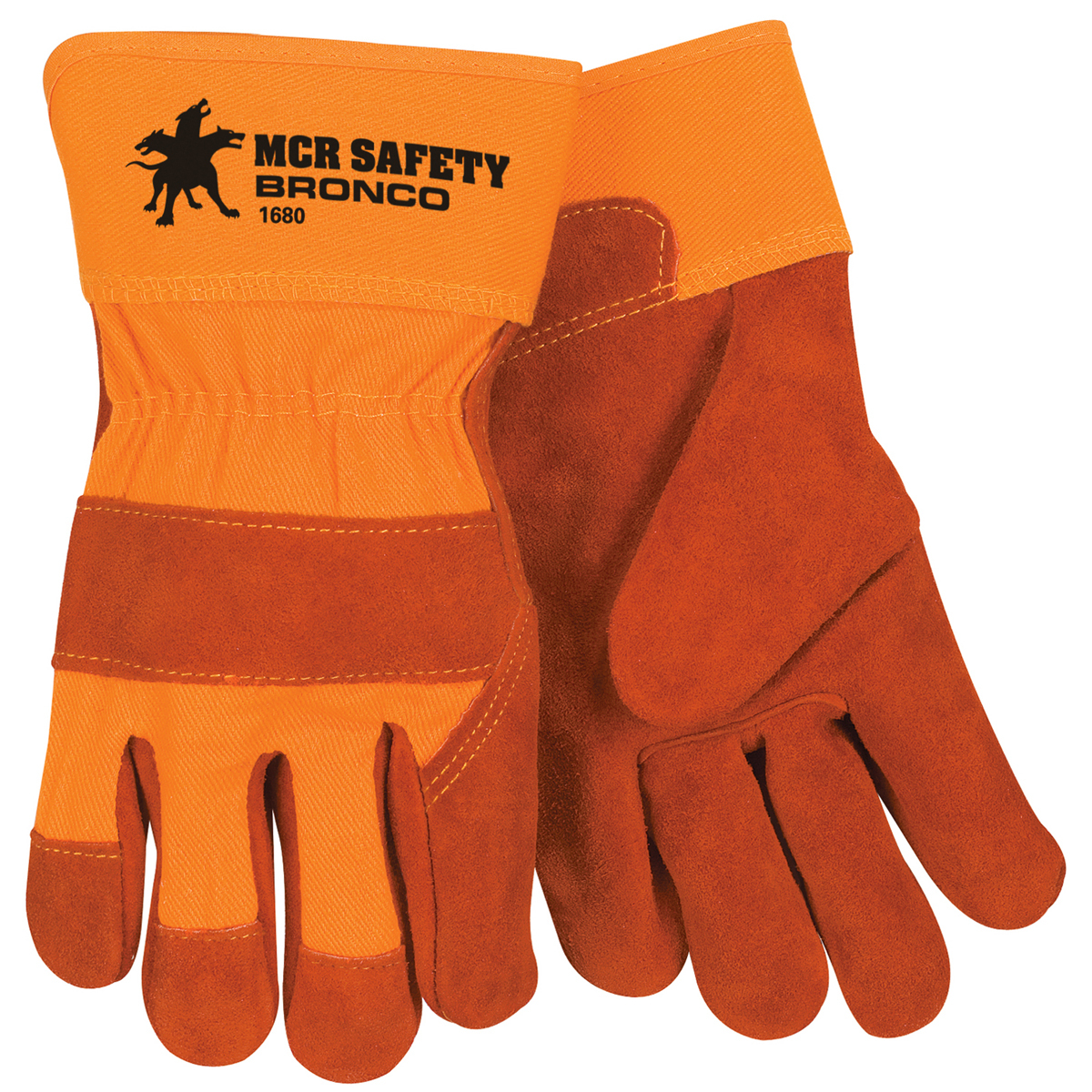 MCR Safety Large Russet Select Side Split Cowhide Palm Gloves With Fabric Back And Rubberized Safety Cuff