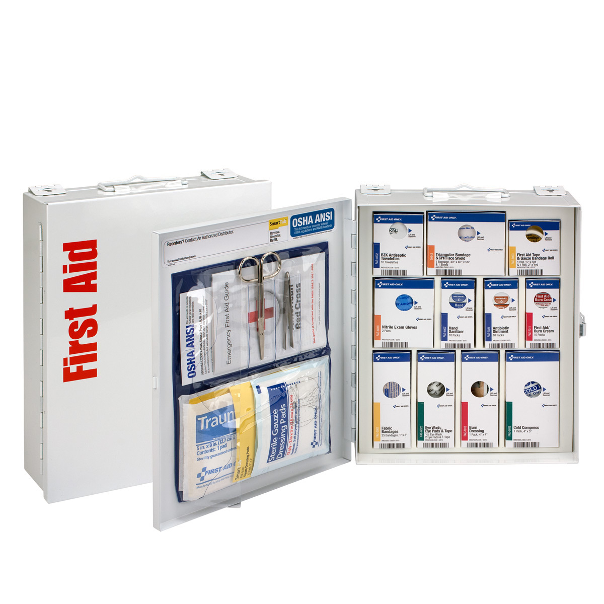 First Aid Only® White Metal Wall Mount 25 Person SmartCompliance™ First Aid Cabinet First Aid Only® White Metal Wall Mount 25 Person SmartCompliance™ First Aid Cabinet