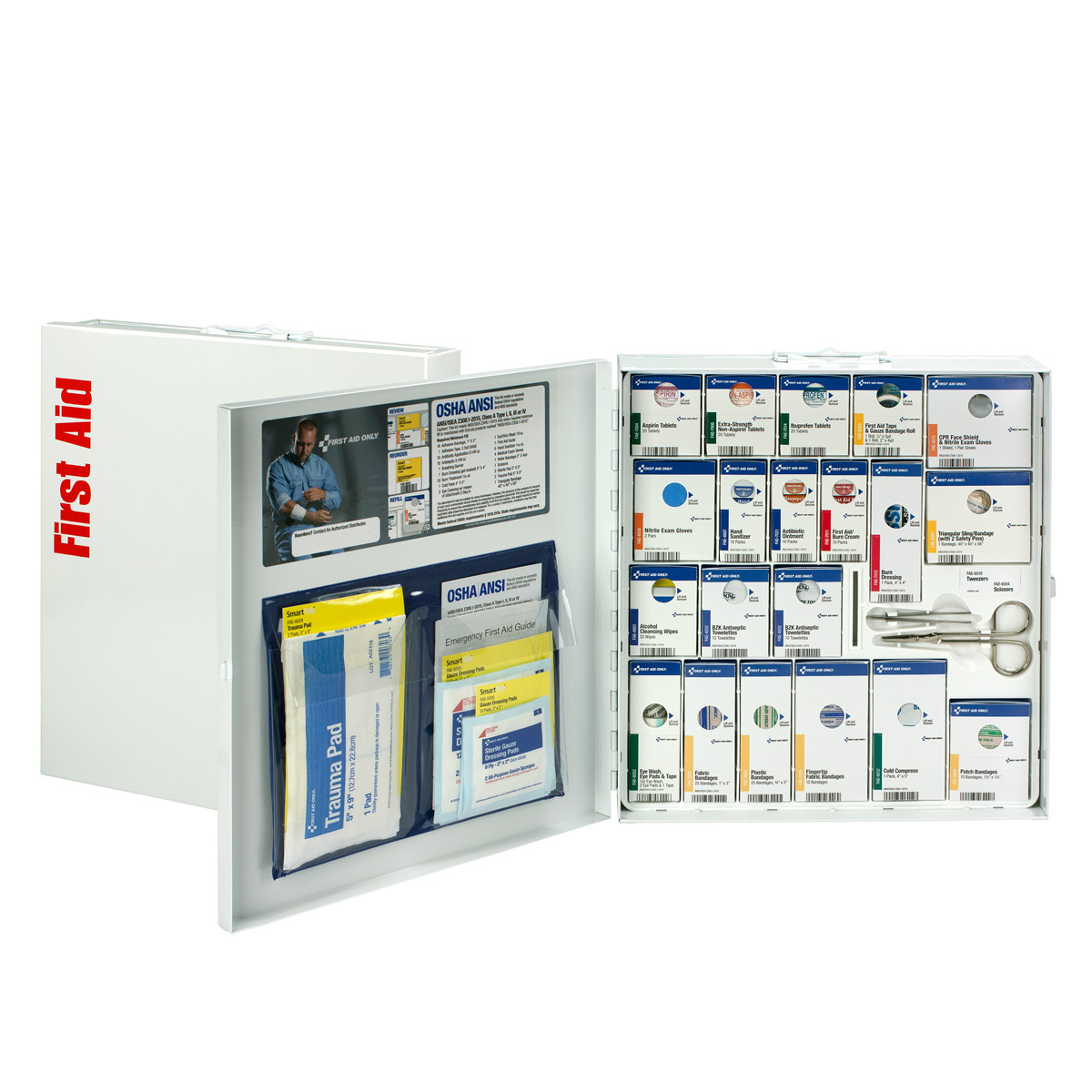First Aid Only® White Metal Wall Mount 50 Person SmartCompliance™ First Aid Cabinet First Aid Only® White Metal Wall Mount 50 Person SmartCompliance™ First Aid Cabinet