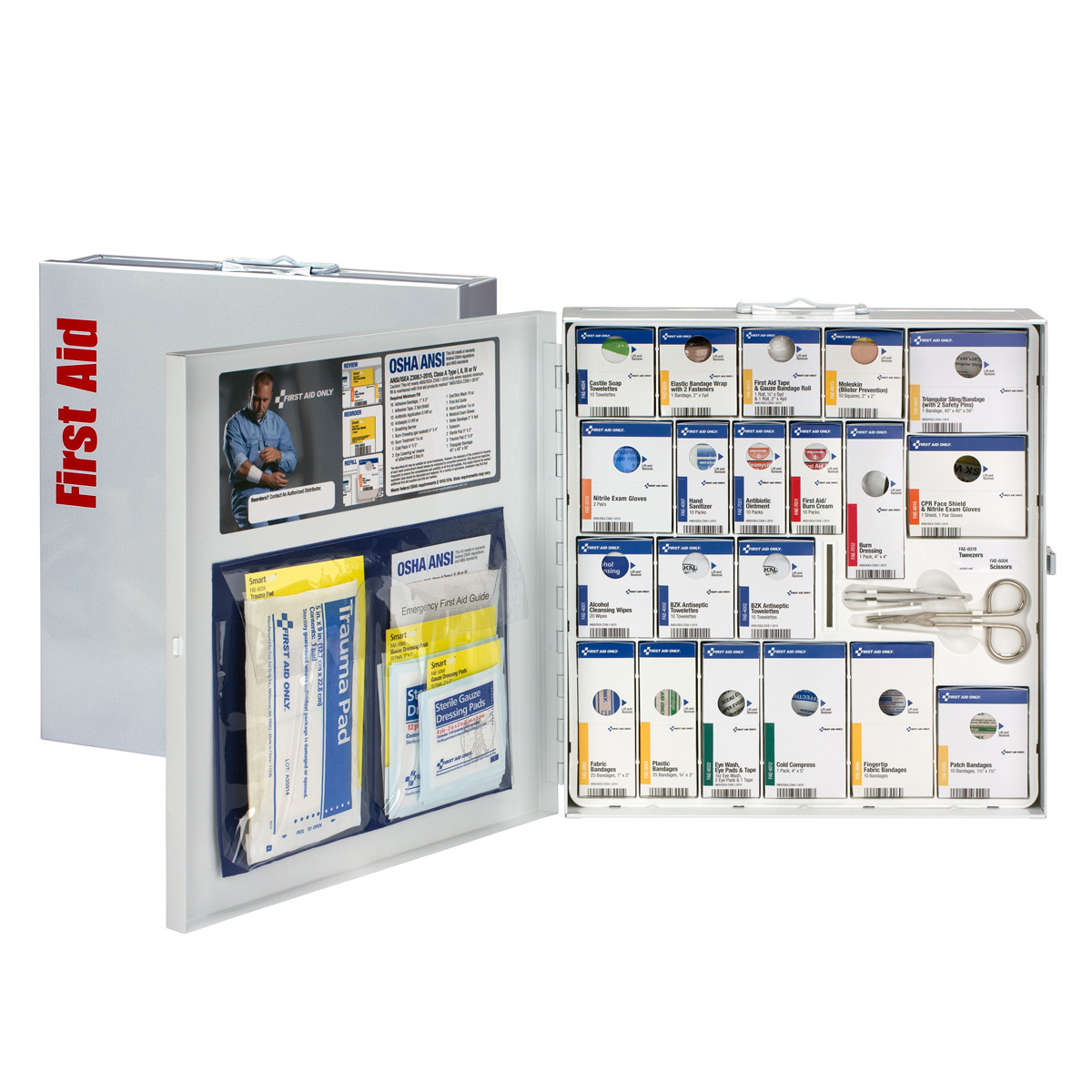 First Aid Only® White Metal Wall Mount 50 Person SmartCompliance™ First Aid Cabinet First Aid Only® White Metal Wall Mount 50 Person SmartCompliance™ First Aid Cabinet