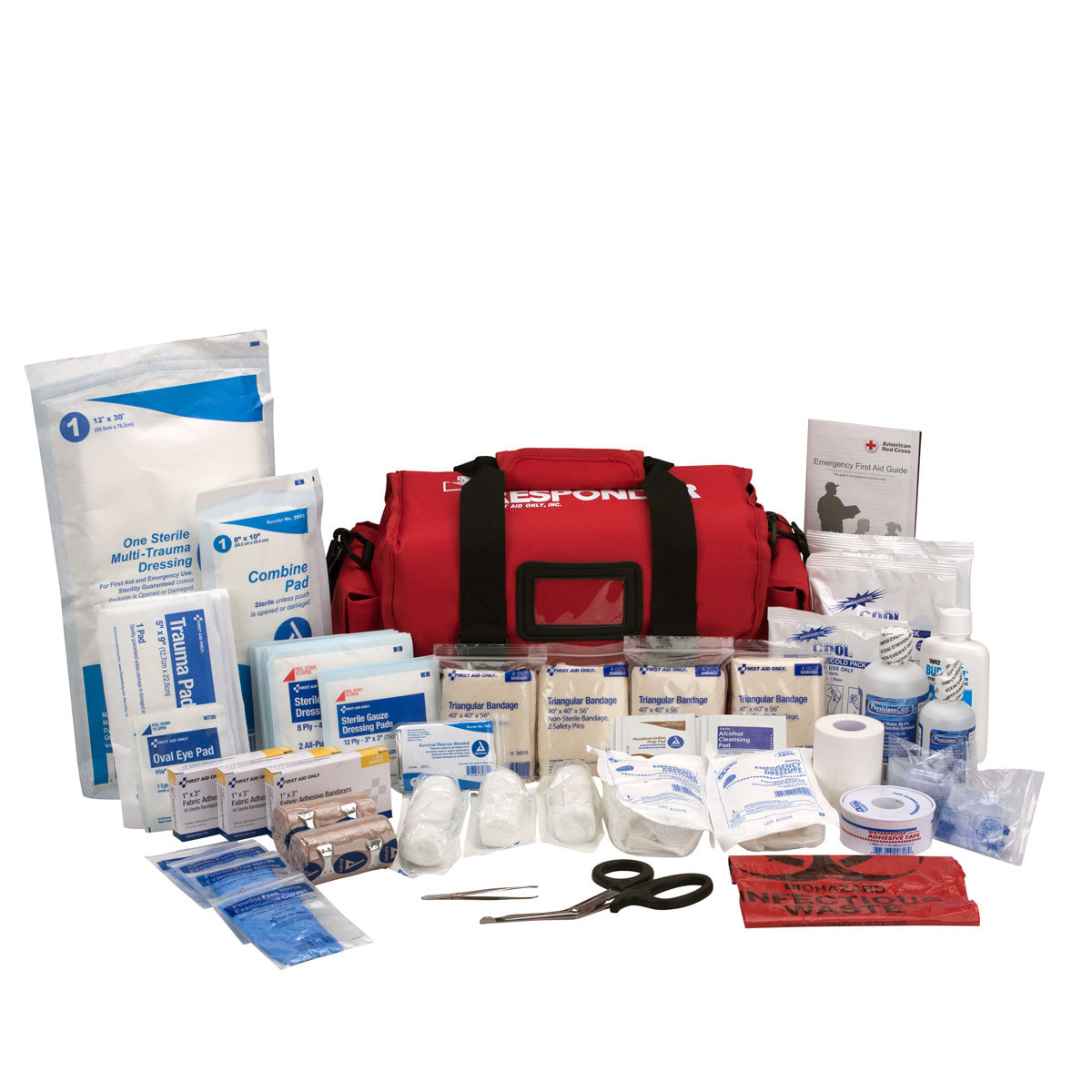 First Aid Only® Red Nylon Portable Mount 25 Person/158 Piece First Responder Bag First Aid Only® Red Nylon Portable Mount 25 Person/158 Piece First Responder Bag