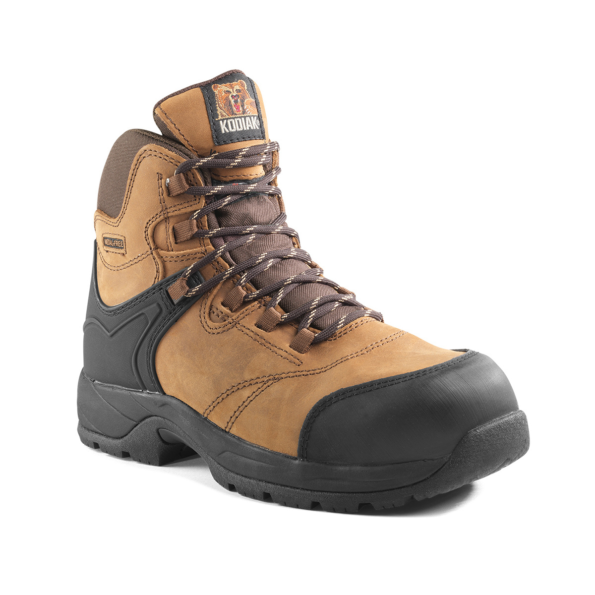 Kodiak® Size 8 1/2 Brown Journey Leather Composite Toe Hikers Boots With EVA Midsole And Slip And Oil Resistant Outsole