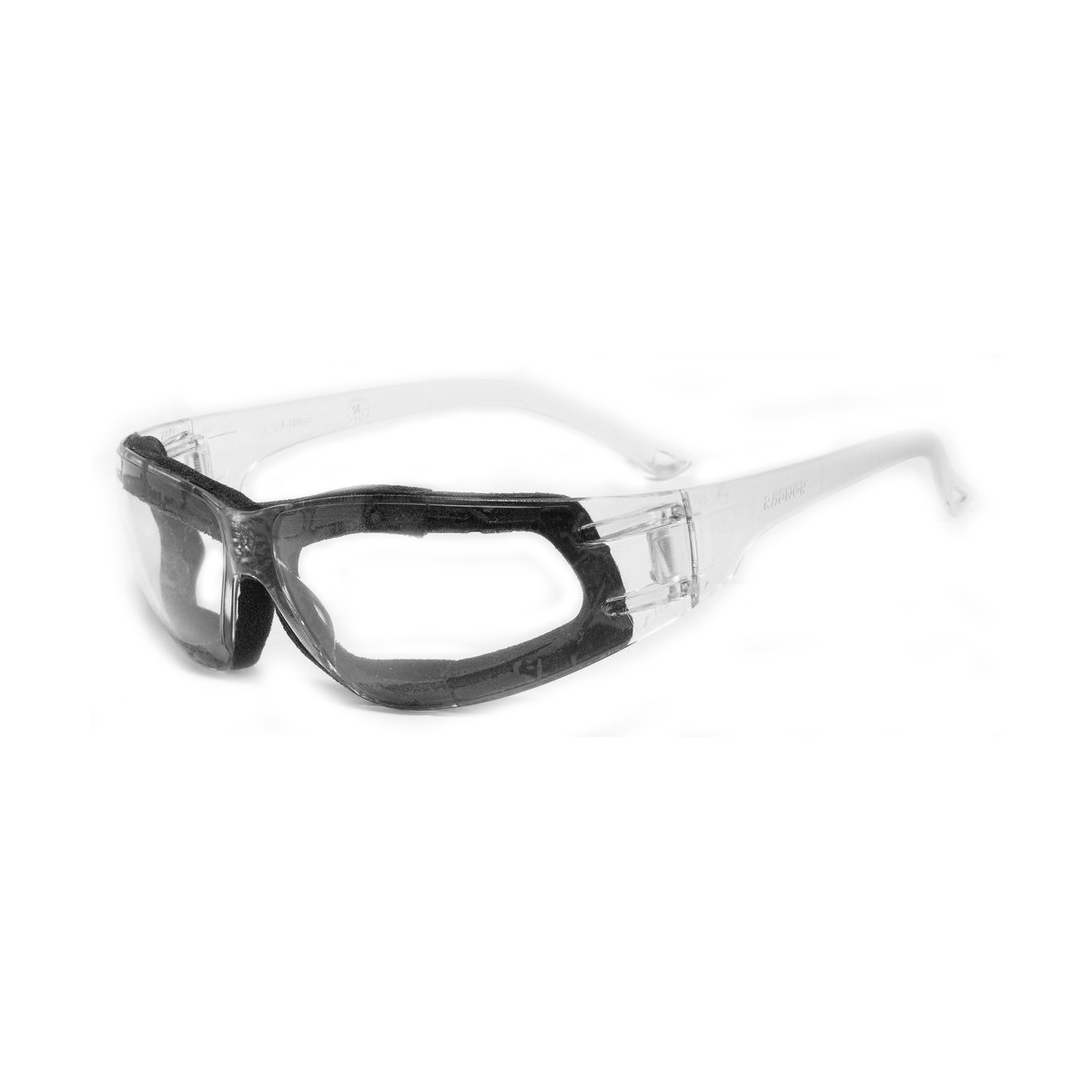 RADNOR® Classic Foam Lined Clear Frameless Safety Glasses With Clear Polycarbonate Anti-Fog/Anti-Scratch Lens And SBR Foam (Avai