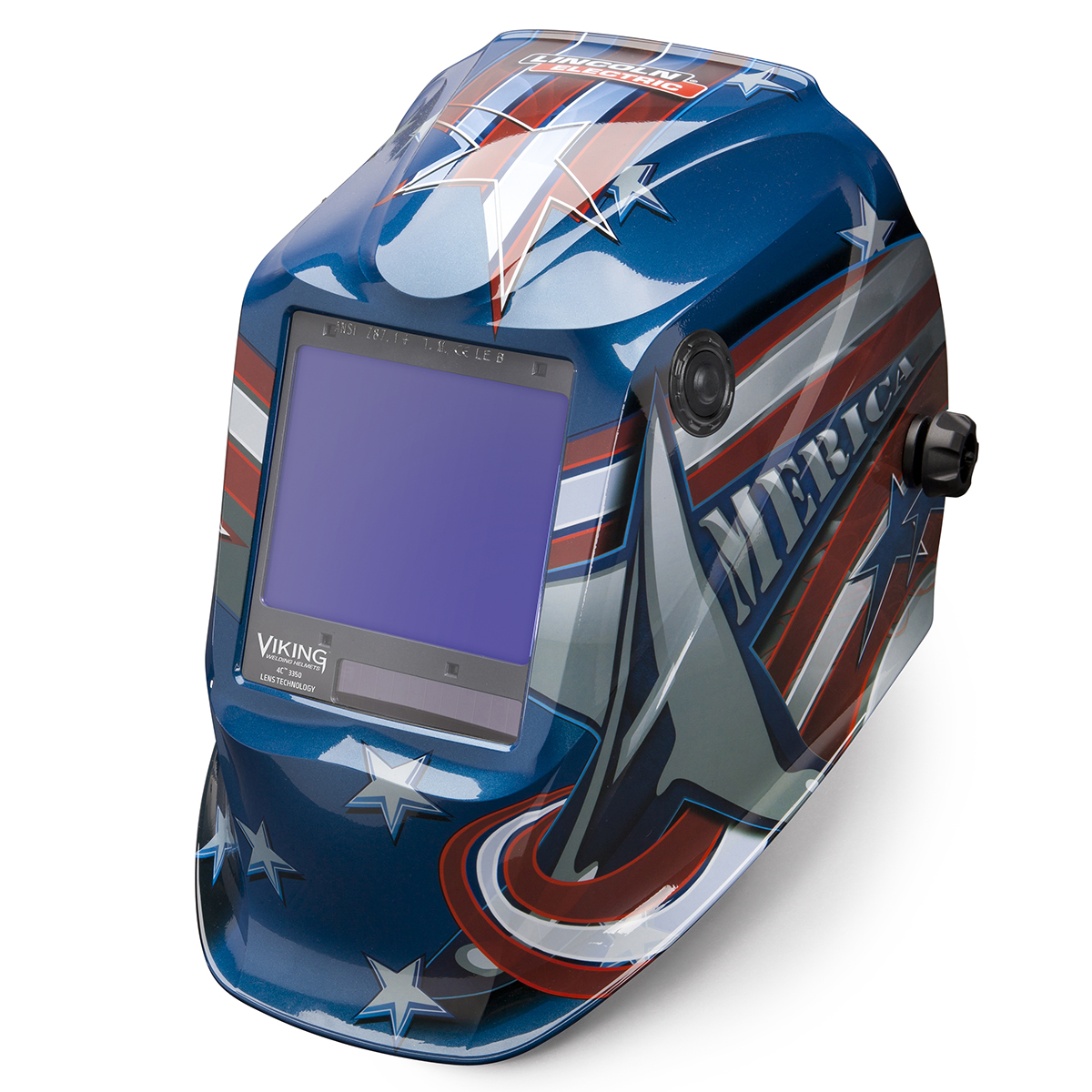 Lincoln Electric® VIKING® 3350 Red/White/Blue Welding Helmet With Variable Shades 5 - 13 Auto Darkening Lens, 4C® Lens Technolog