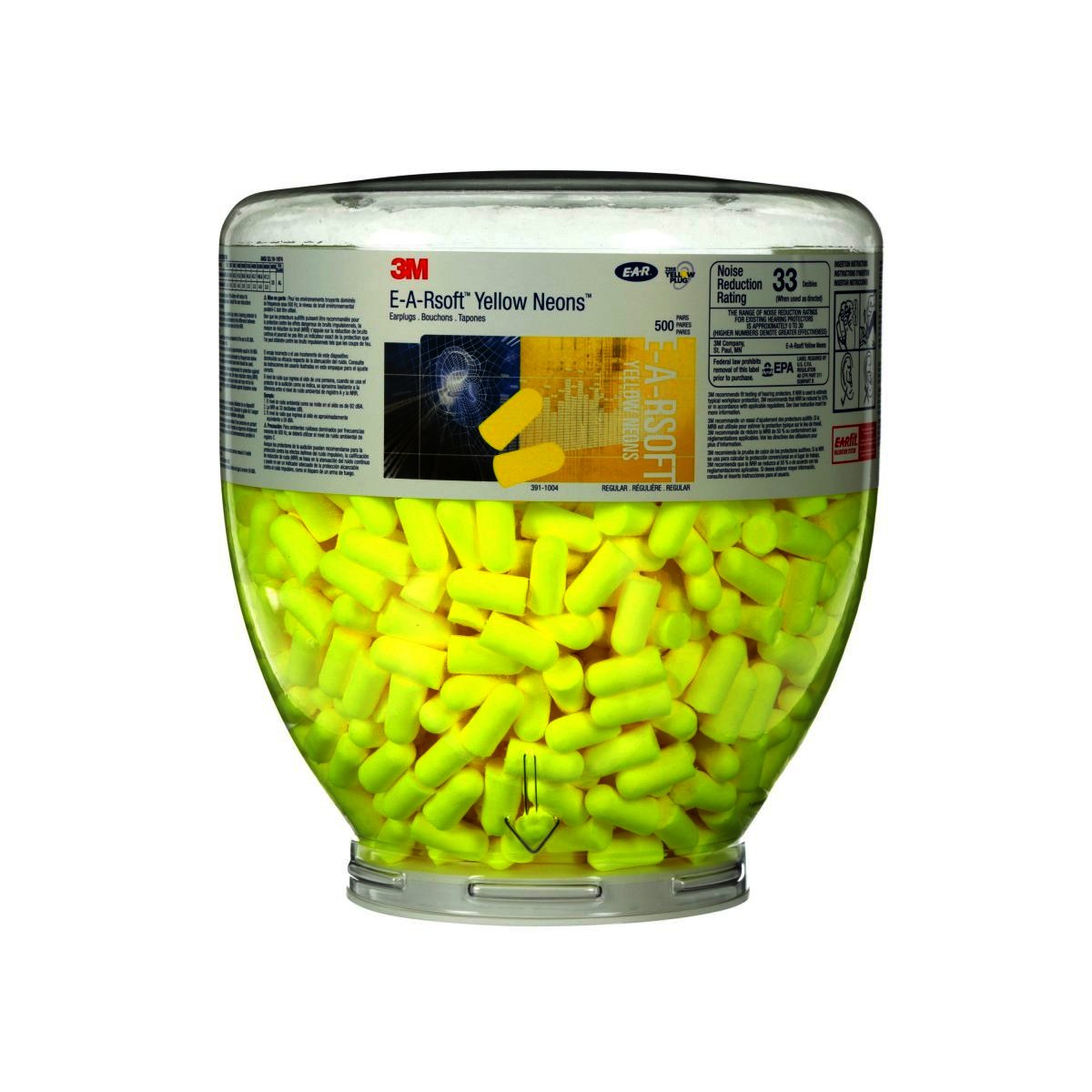 3M™ E-A-Rsoft™ Yellow Neons™ One Touch™ Refill Earplugs 391-1004, Uncorded, Regular Size