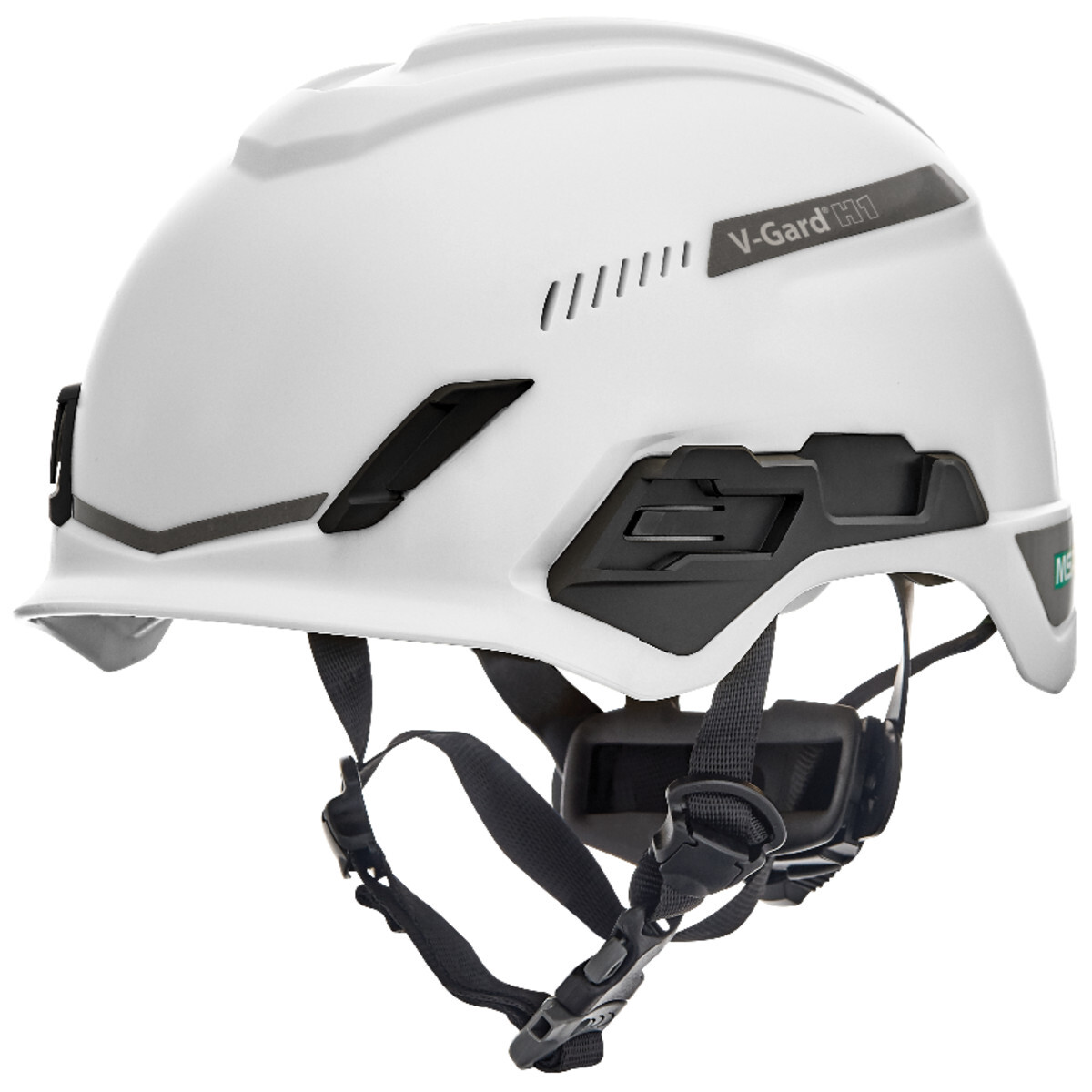 MSA White V-Gard® H1 Safety Helmet HDPE Cap Style Climbing Helmet With Ratchet Suspension