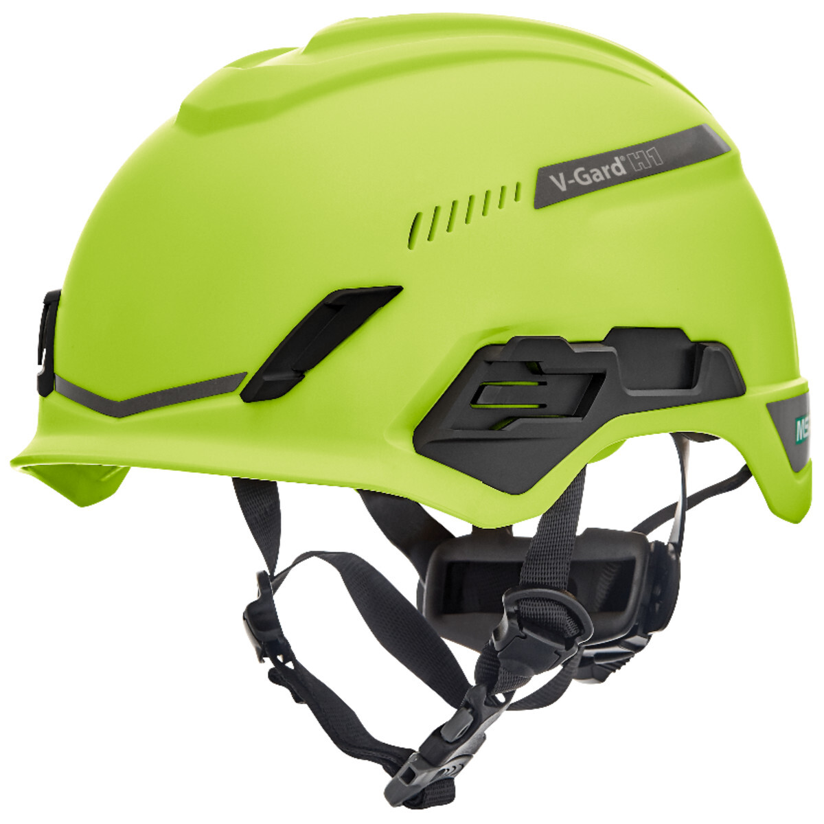 MSA Hi-Viz Yellow V-Gard® H1 Safety Helmet HDPE Cap Style Climbing Helmet With Ratchet Suspension