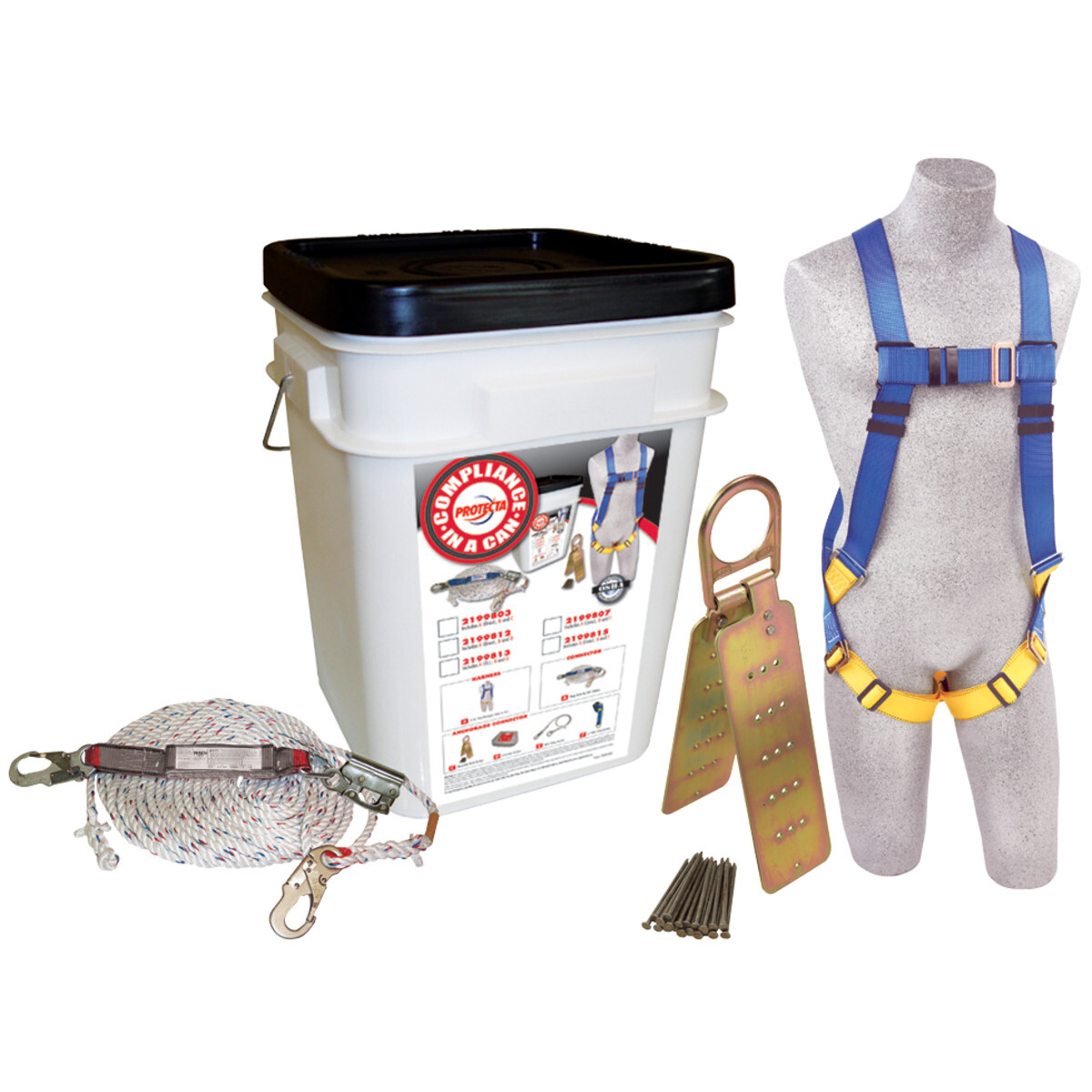 3M™ PROTECTA® Fall Protection Compliance Kit 2199803 (Includes Roof Anchor, Harness, Rope Adjuster With Lanyard, Lifeline And Bu 3M™ PROTECTA® Fall Protection Compliance Kit 2199803 (Includes Roof Anchor, Harness, Rope Adjuster With Lanyard, Lifeline And Bu