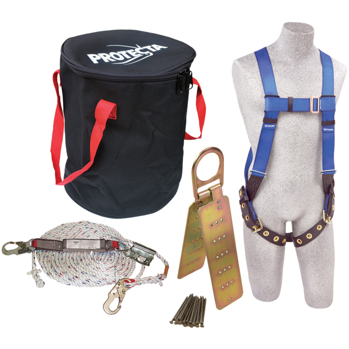 3M™ PROTECTA® Fall Protection Compliance Kit, In A Bag 2199814 (Includes Roof Anchor, Harness, Rope Adjuster With Lanyard, Lifel