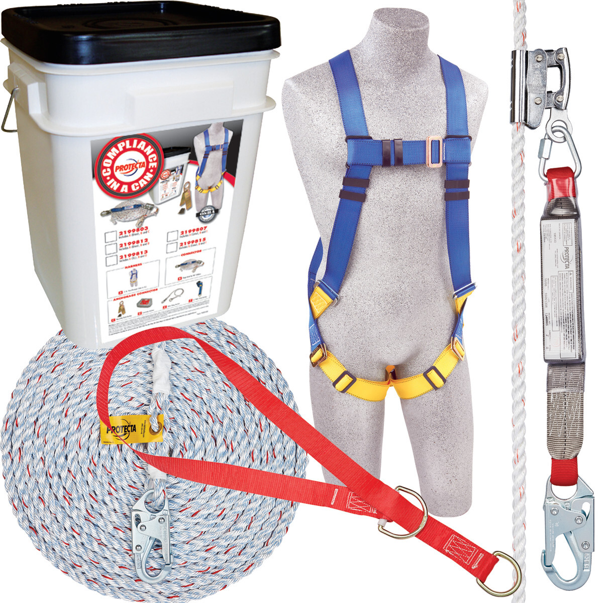 3M™ PROTECTA® Fall Protection Compliance Kit 2199815 (Includes Tie-Off Adaptor, Harness, Rope Adjuster With Lanyard, Lifeline An