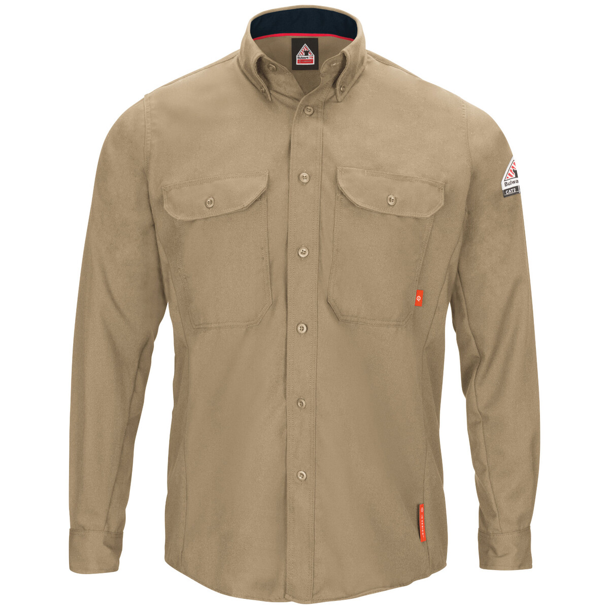 Bulwark® Medium Regular Khaki TenCate Evolv™ IQ Series® Long Sleeve Lightweight Flame Resistant Shirt With Button Front Closure