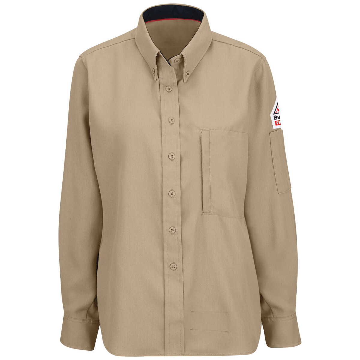Bulwark® Ladies 3X Regular Khaki Modacrylic/Cellulosic/Aramid IQ SERIES® Lightweight Flame Resistant Shirt With Button Front Clo