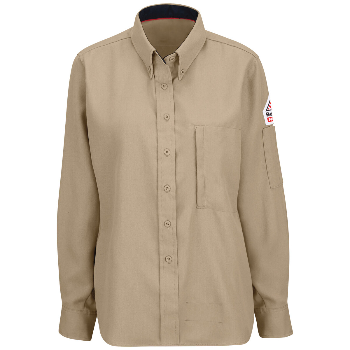 Bulwark® Ladies Large Regular Khaki Modacrylic/Cellulosic/Aramid IQ SERIES® Lightweight Flame Resistant Shirt With Button Front